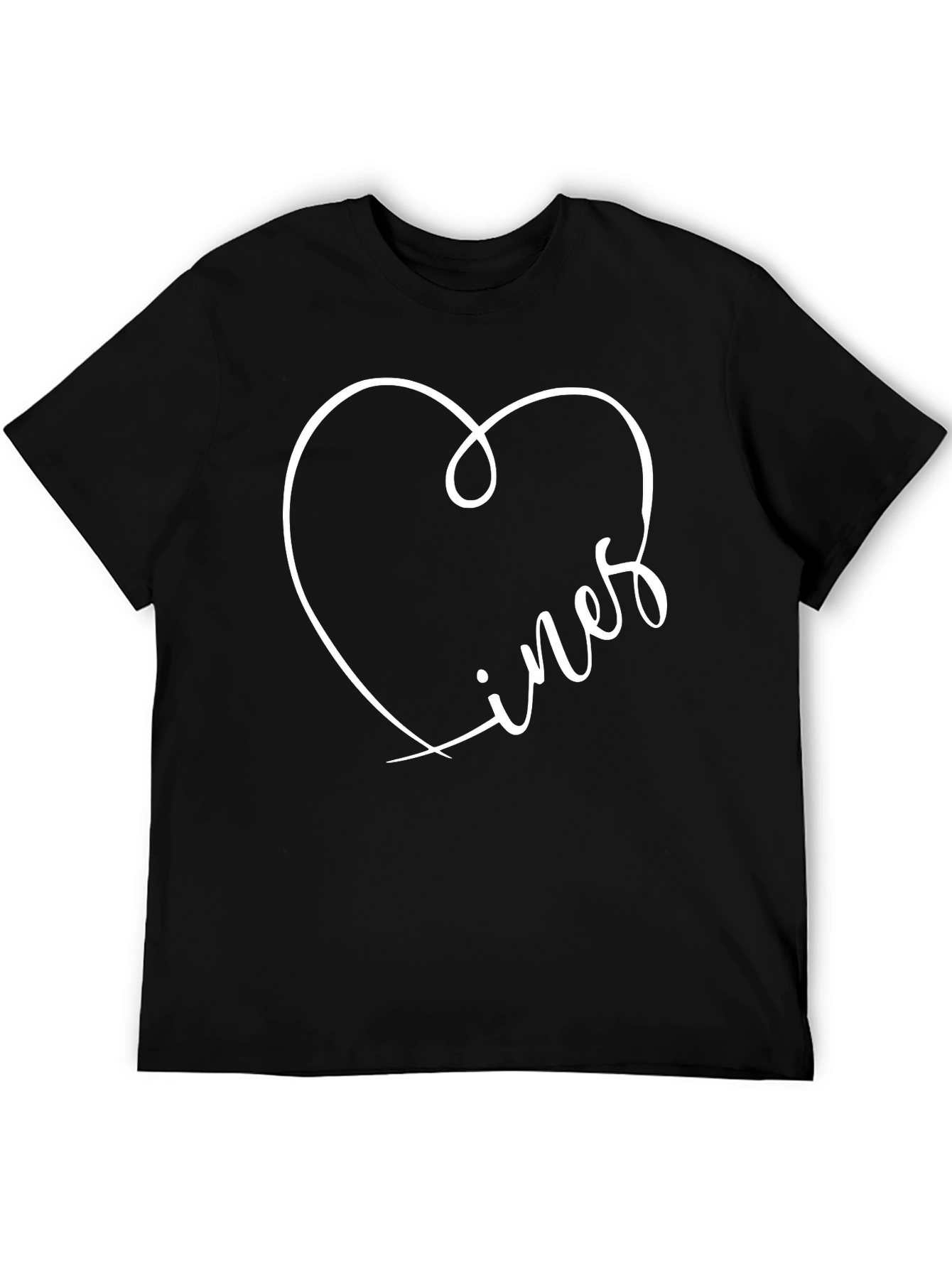 Lines Heart Graphic Tee - Stylish Mens Black T-Shirt