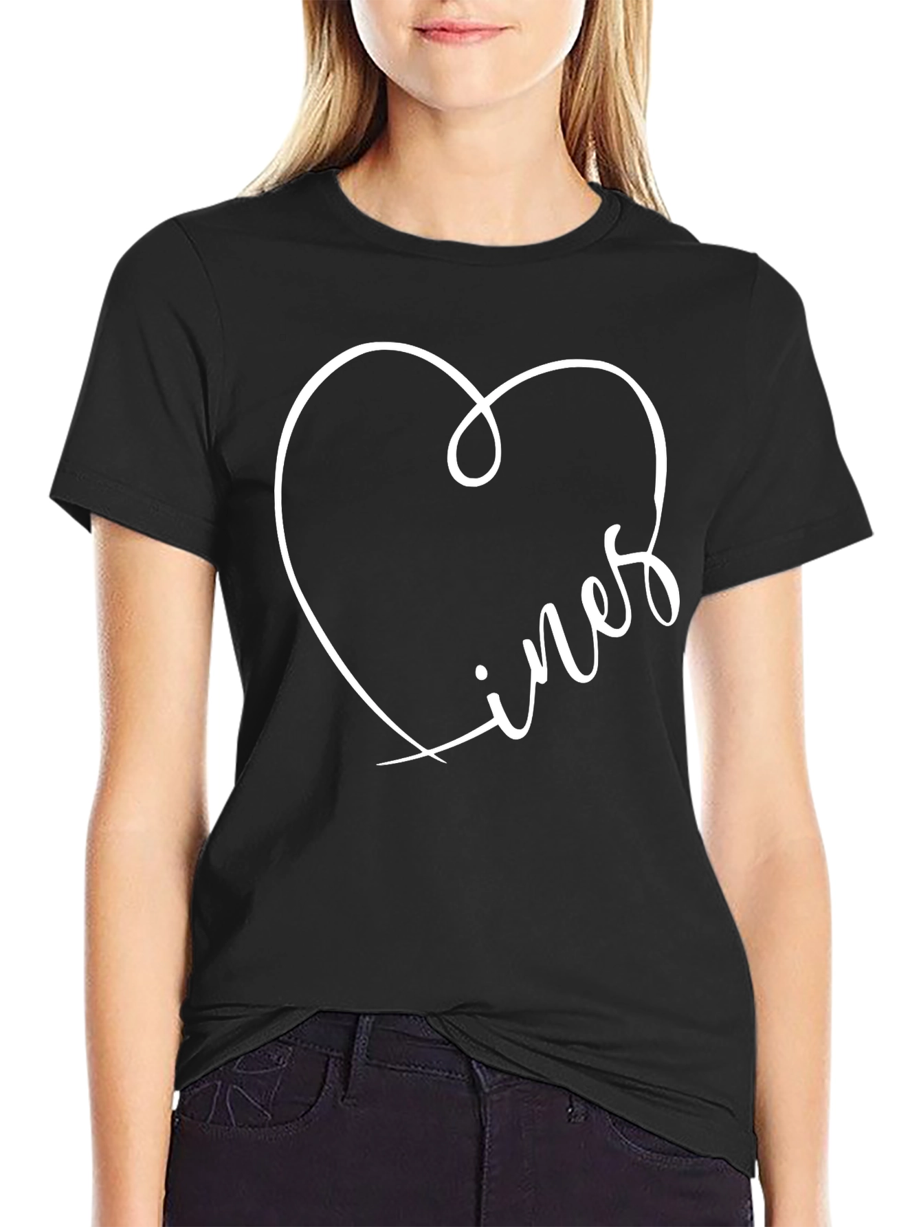 Lines Heart Graphic Tee - Stylish Mens Black T-Shirt