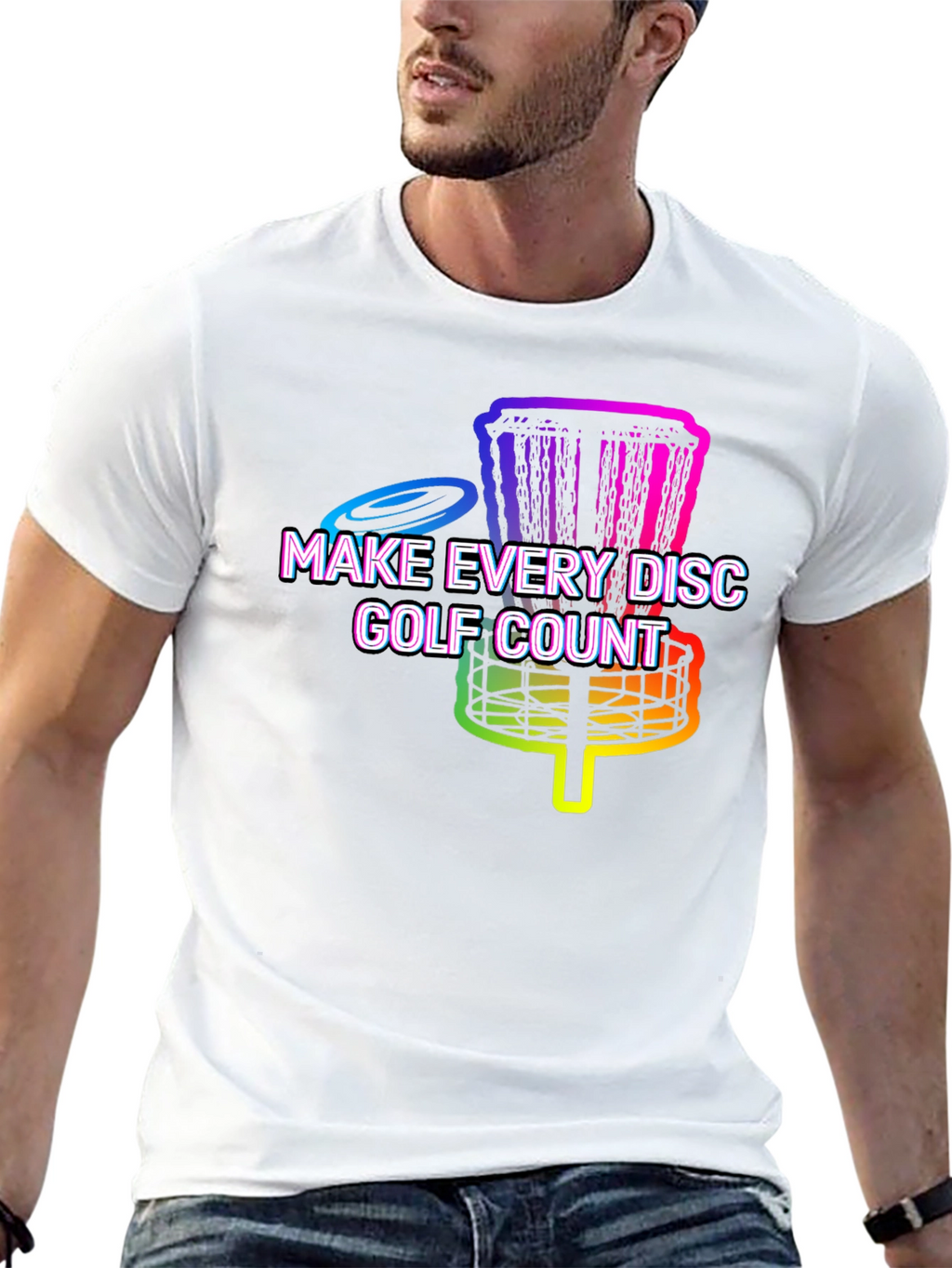 Rainbow Disc Golf T-Shirt - Make Every Disc Count