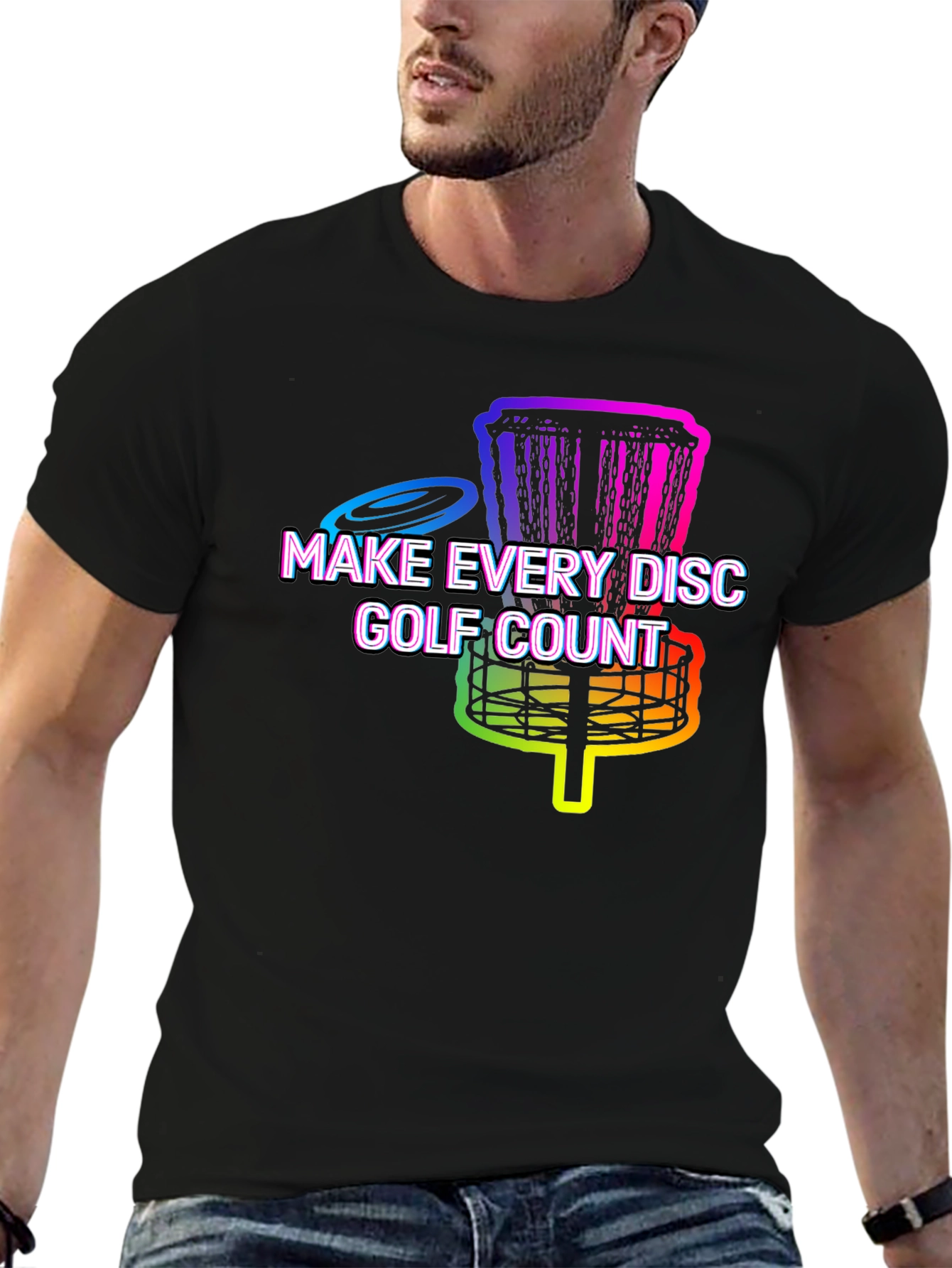 Rainbow Disc Golf T-Shirt - Make Every Disc Count