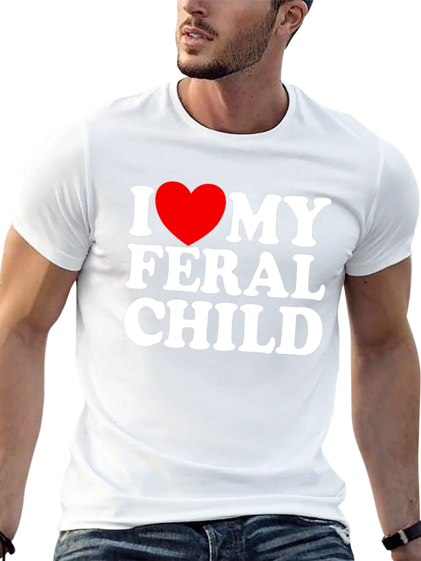 I Heart My Feral Child Black T-Shirt