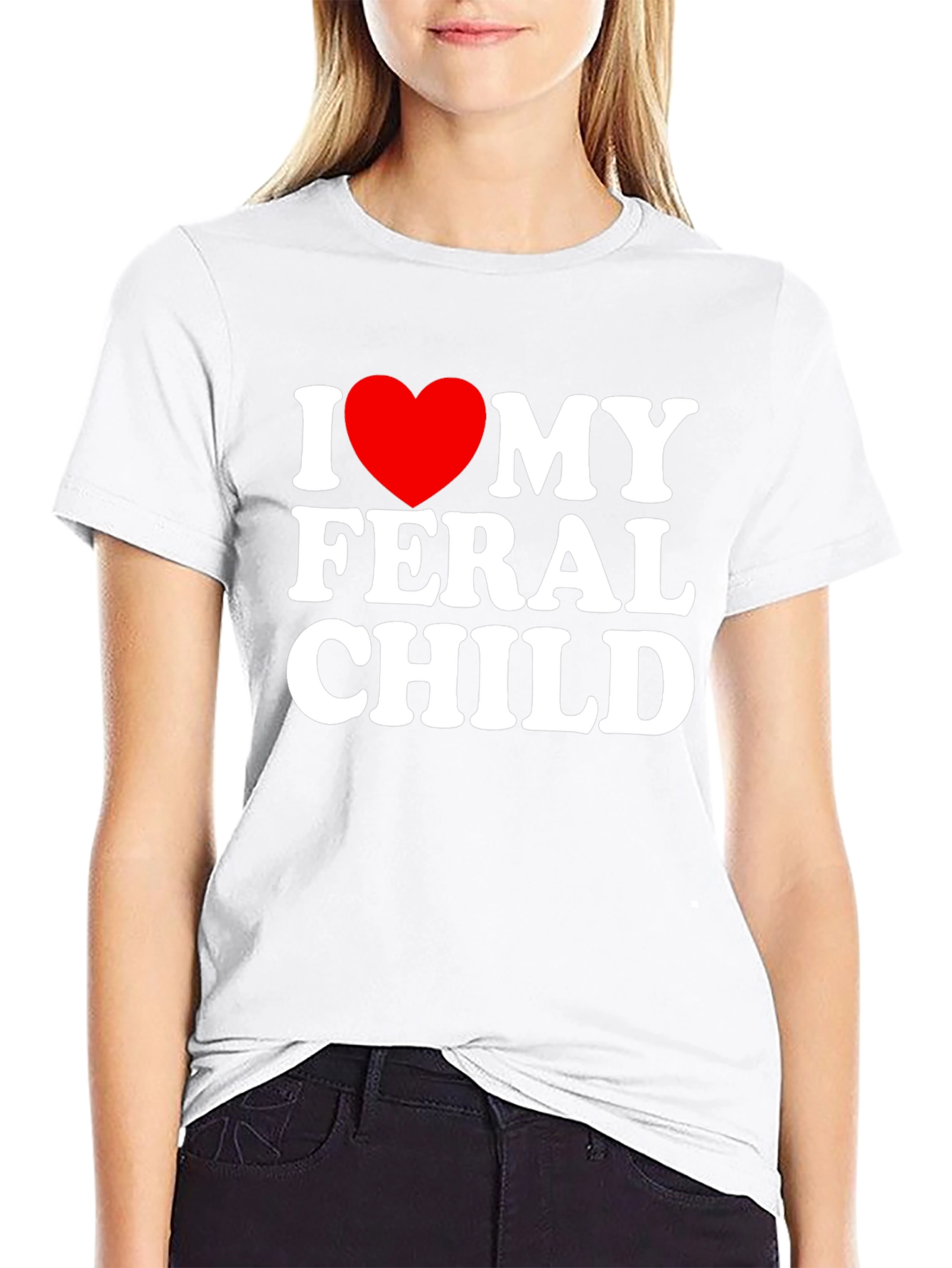 I Heart My Feral Child Black T-Shirt