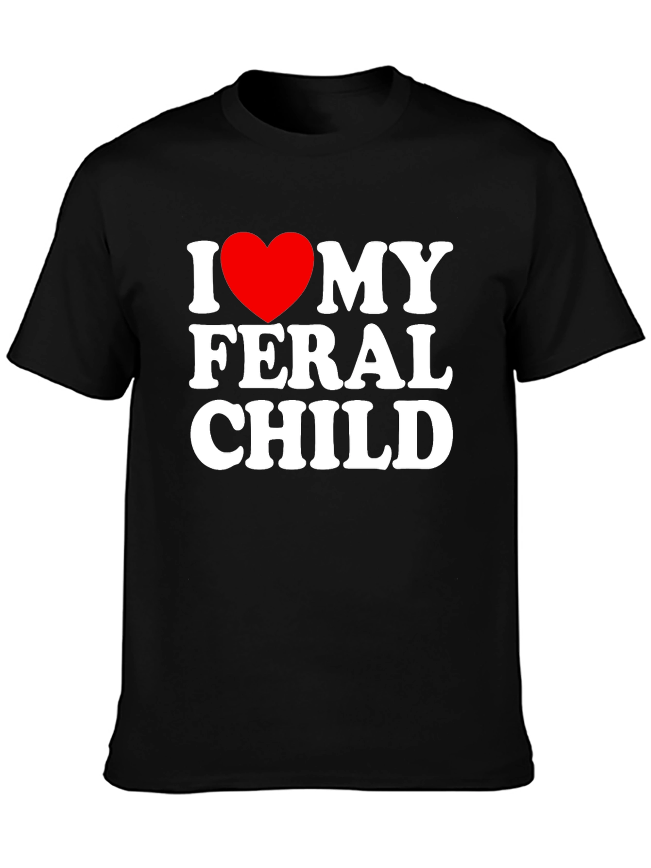 I Heart My Feral Child Black T-Shirt
