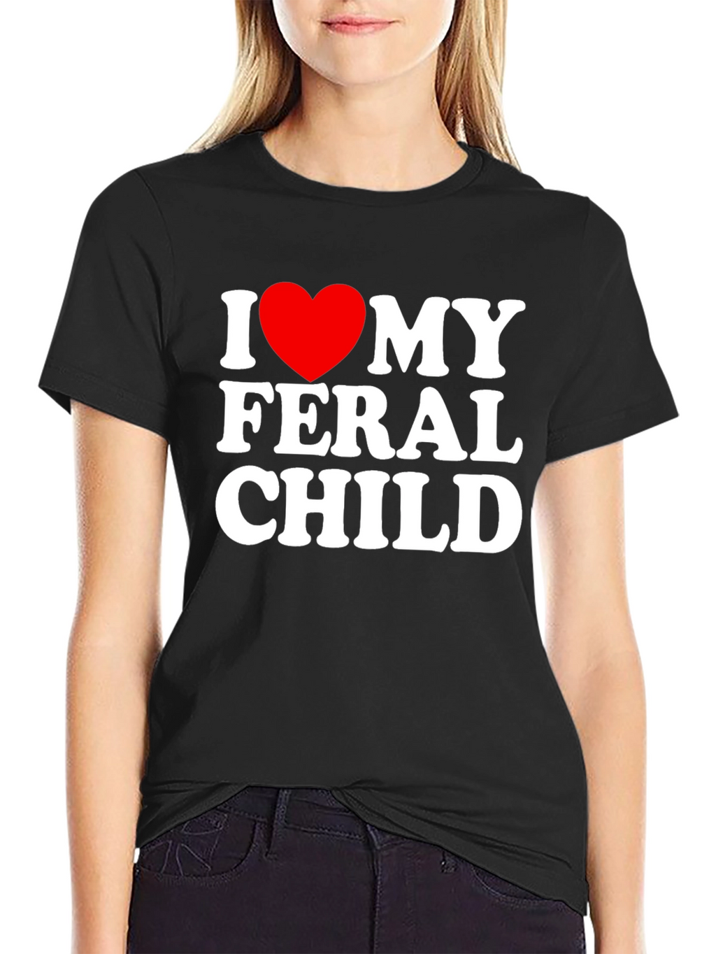 I Heart My Feral Child Black T-Shirt
