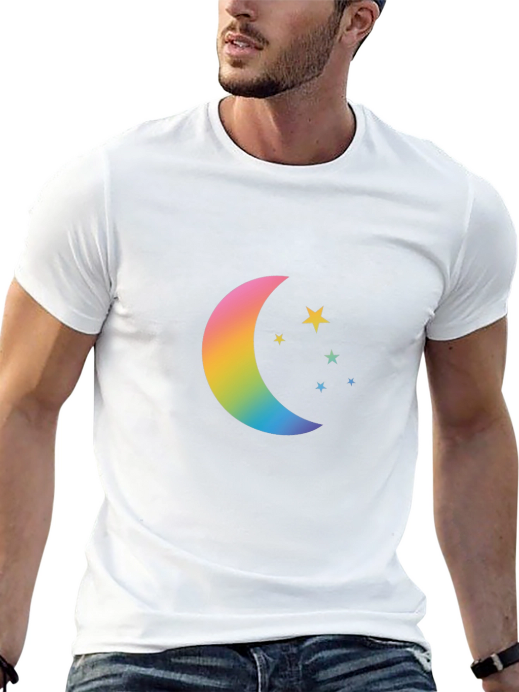 Rainbow Moon & Stars Graphic Tee