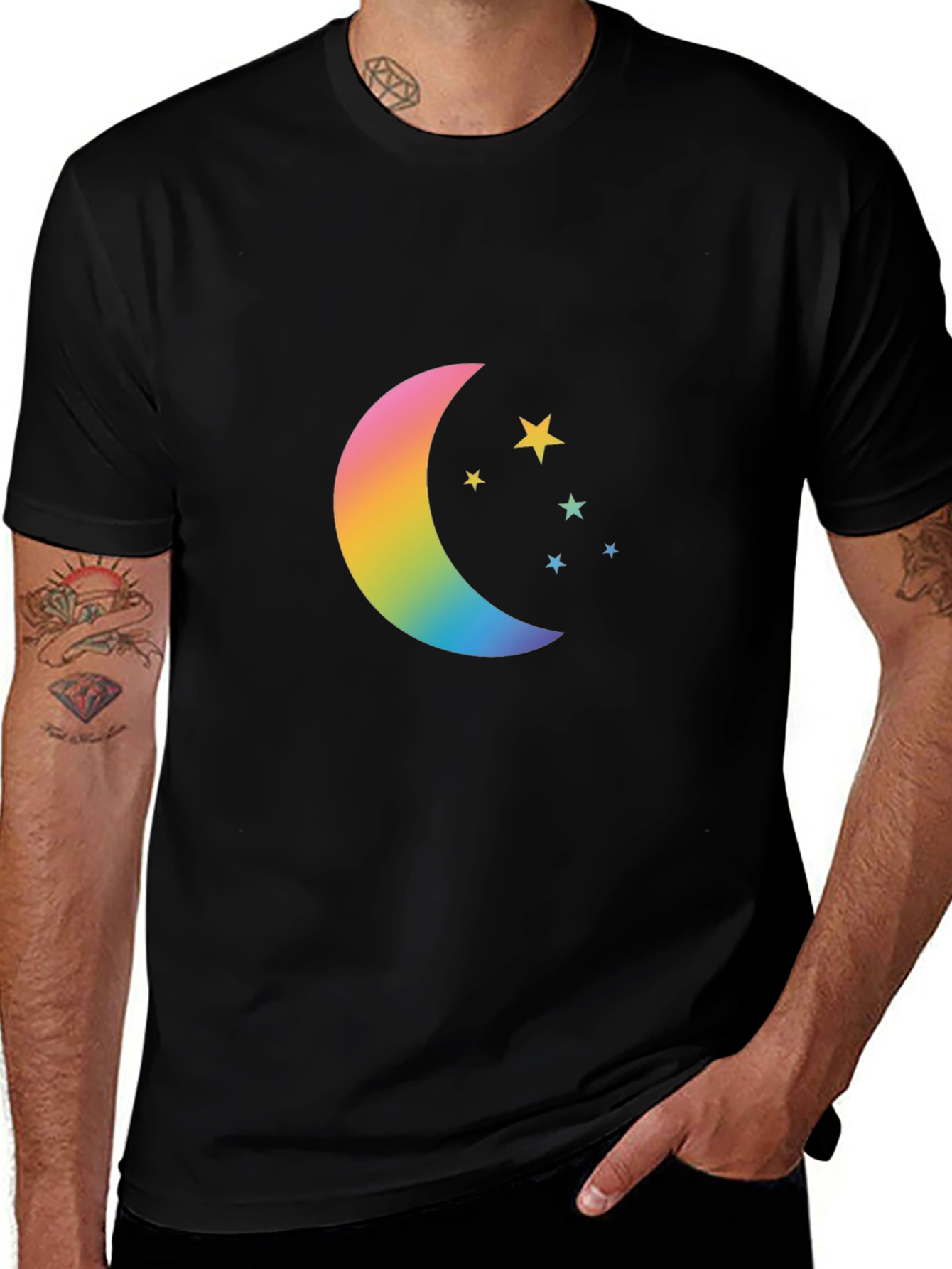 Rainbow Moon & Stars Graphic Tee