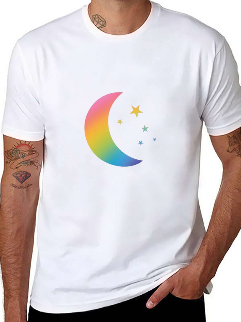 Rainbow Moon & Stars Graphic Tee