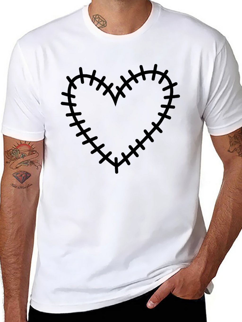 Stitched Heart Graphic Tee - Trendy Casual Top