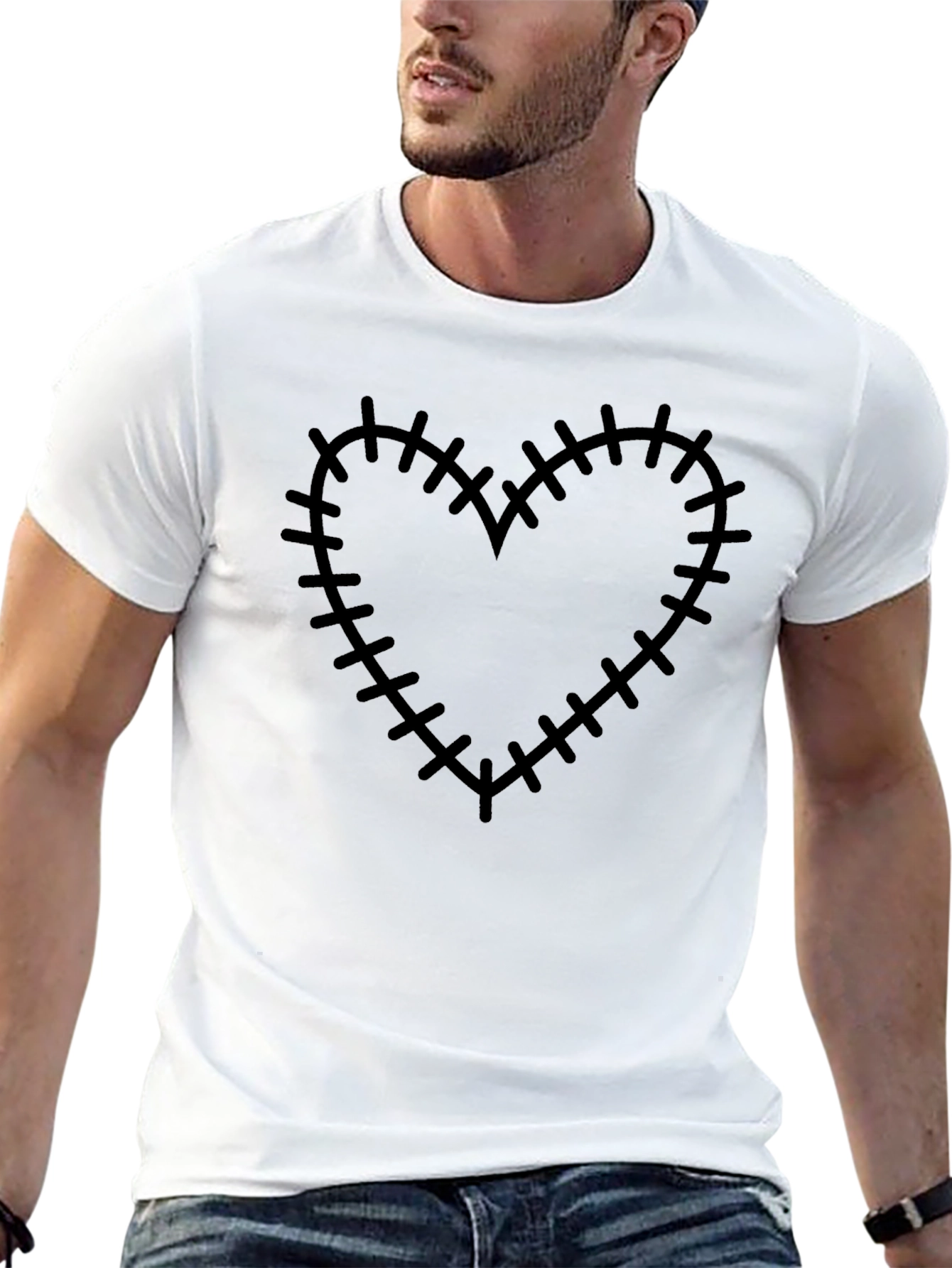 Stitched Heart Graphic Tee - Trendy Casual Top