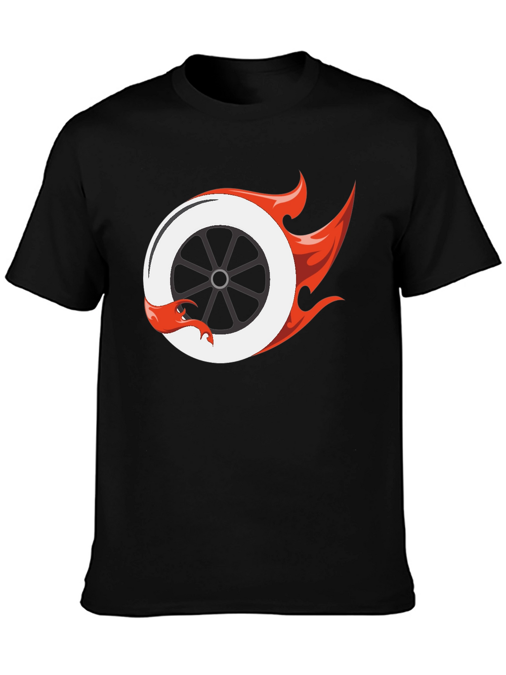 Fiery Wheel Graphic Tee - Cool Black T-Shirt