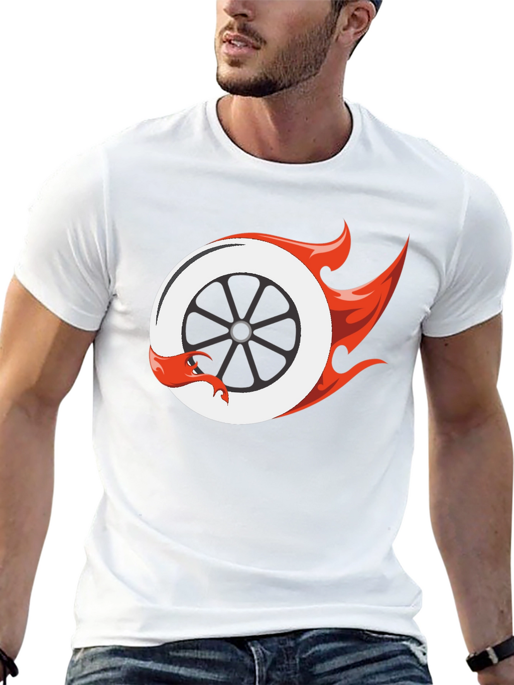 Fiery Wheel Graphic Tee - Cool Black T-Shirt