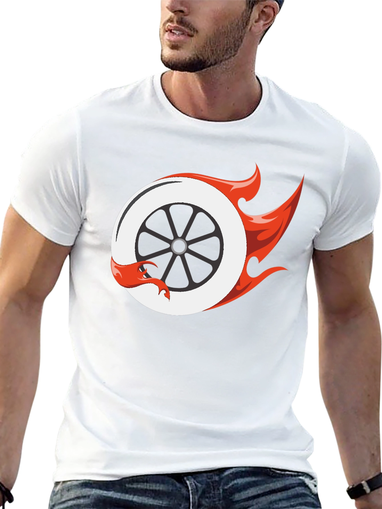Fiery Wheel Graphic Tee - Cool Black T-Shirt
