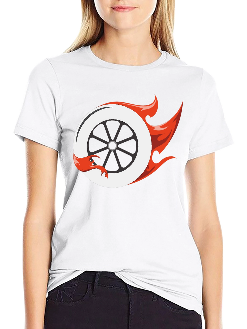 Fiery Wheel Graphic Tee - Cool Black T-Shirt