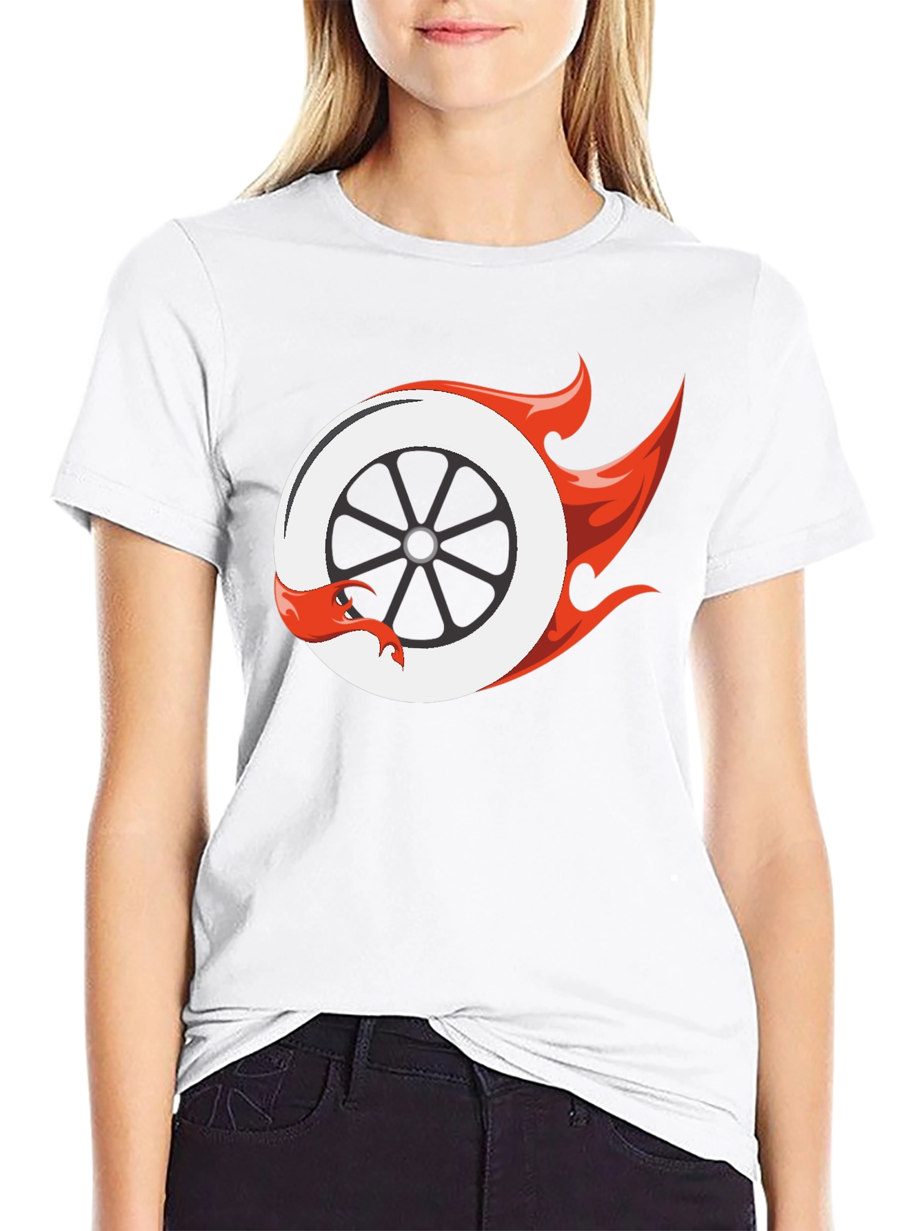 Fiery Wheel Graphic Tee - Cool Black T-Shirt