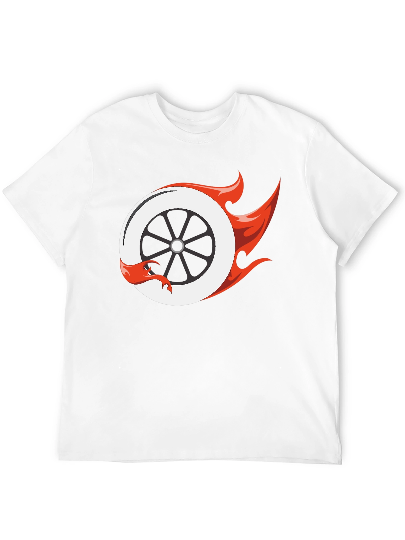 Fiery Wheel Graphic Tee - Cool Black T-Shirt