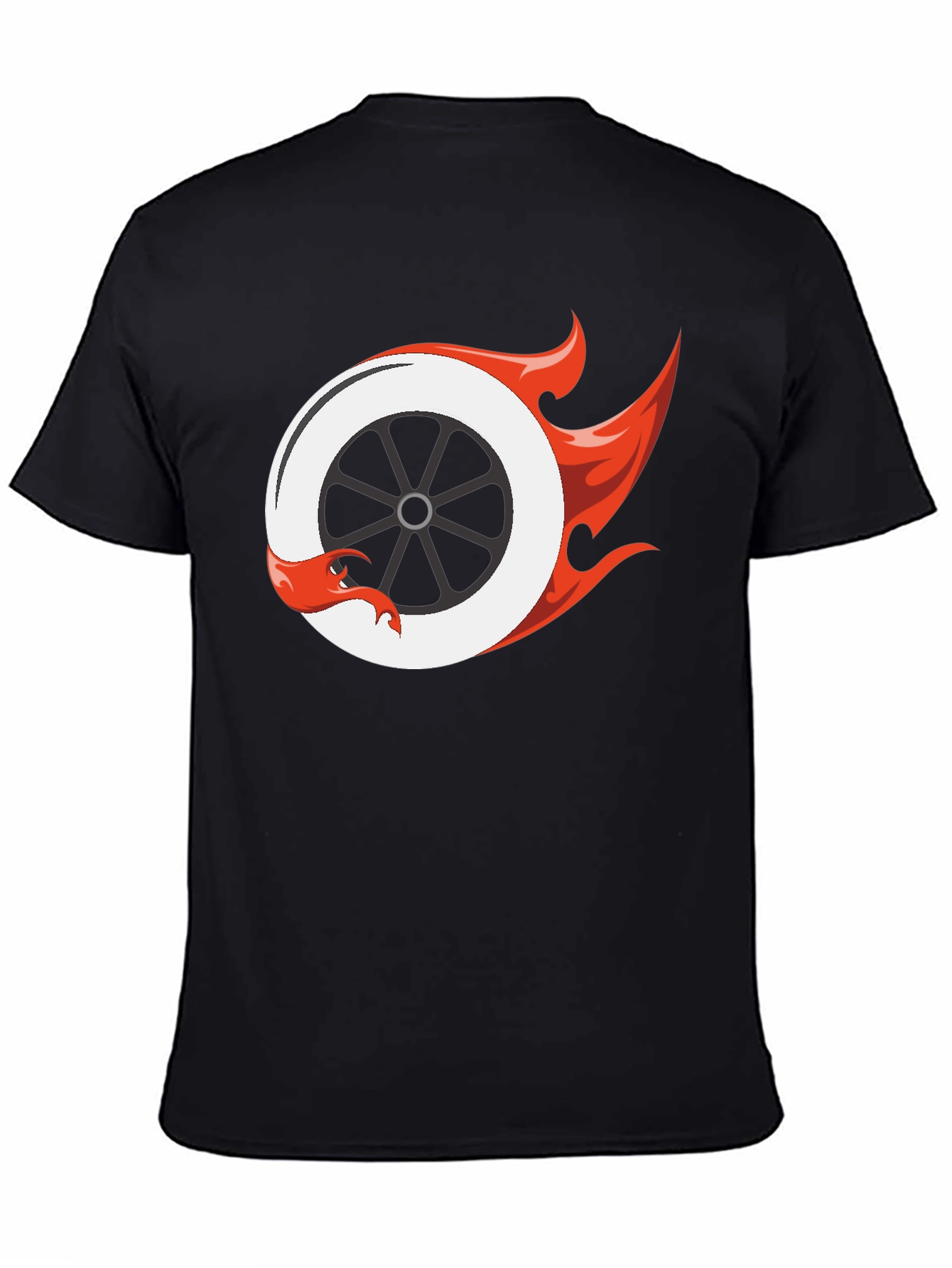 Fiery Wheel Graphic Tee - Cool Black T-Shirt
