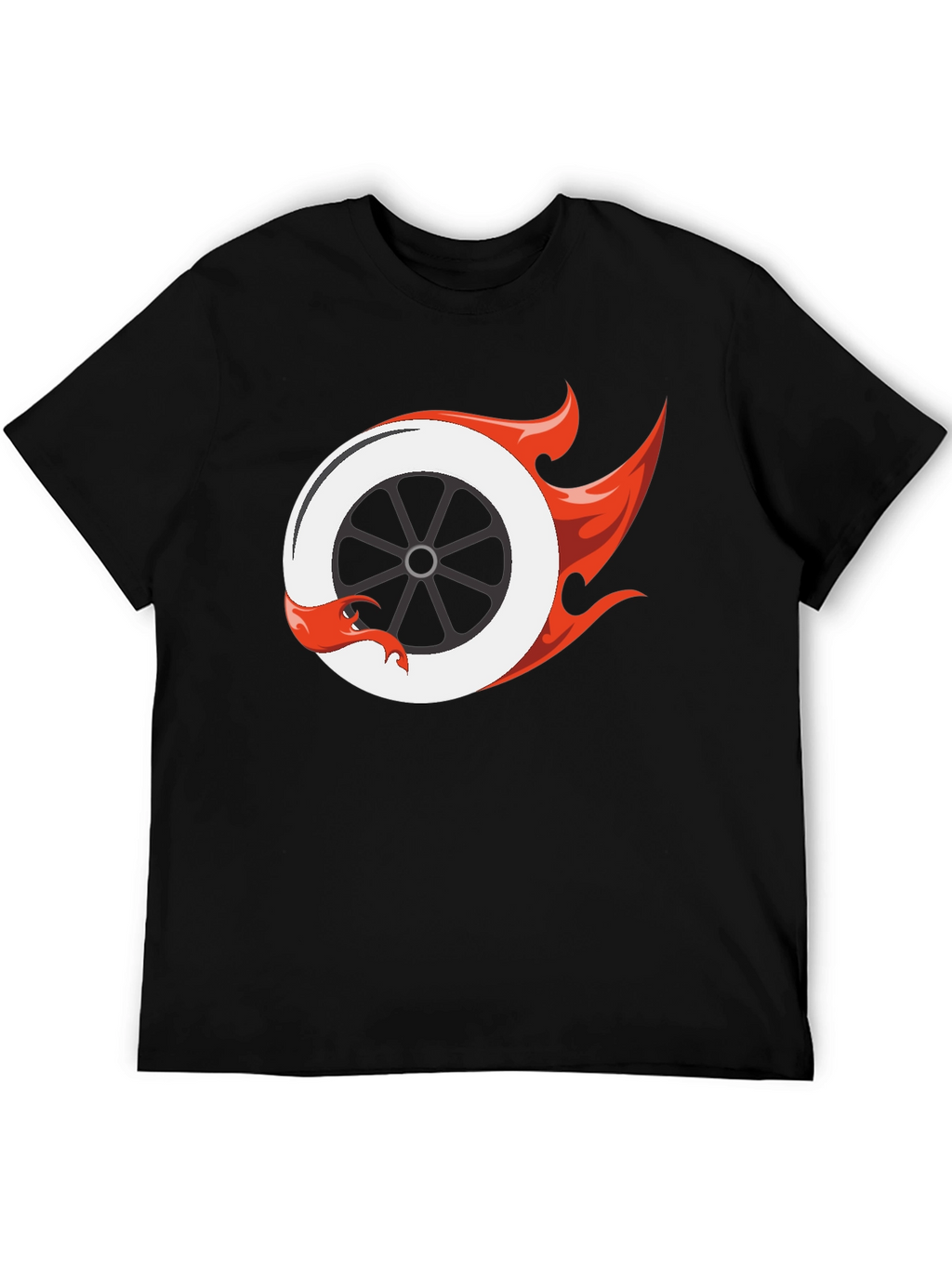 Fiery Wheel Graphic Tee - Cool Black T-Shirt