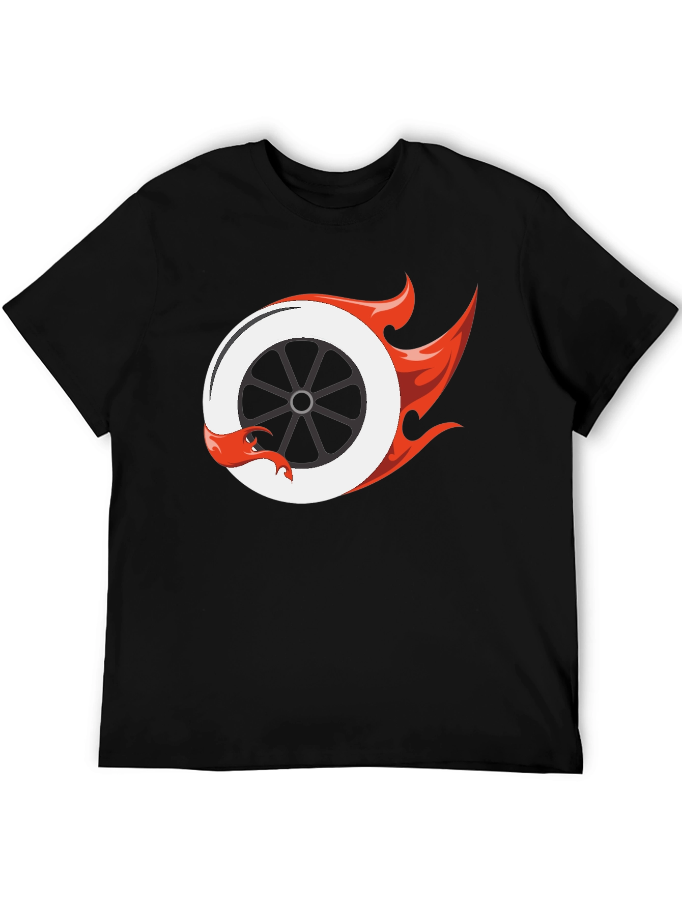 Fiery Wheel Graphic Tee - Cool Black T-Shirt