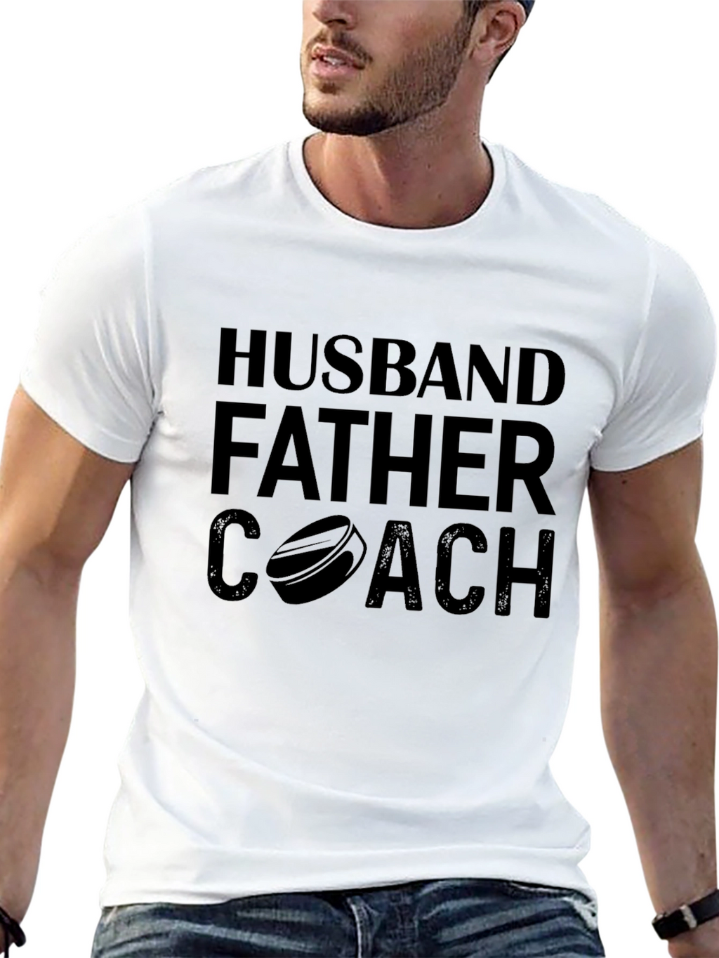 Husband Father Coach Black Graphic T-Shirt