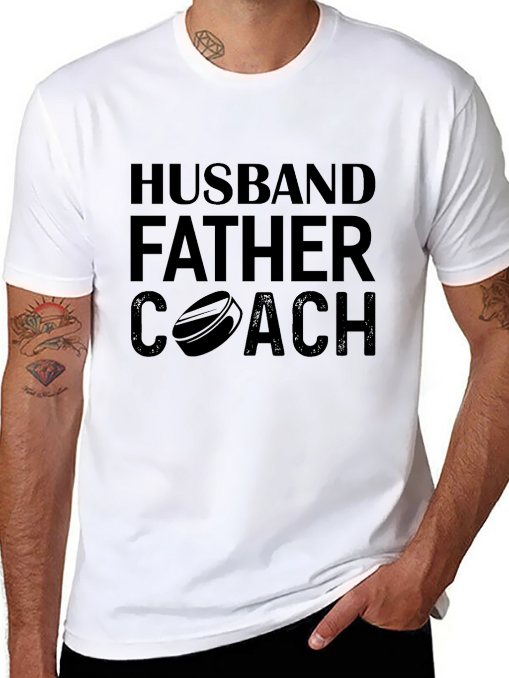 Husband Father Coach Black Graphic T-Shirt