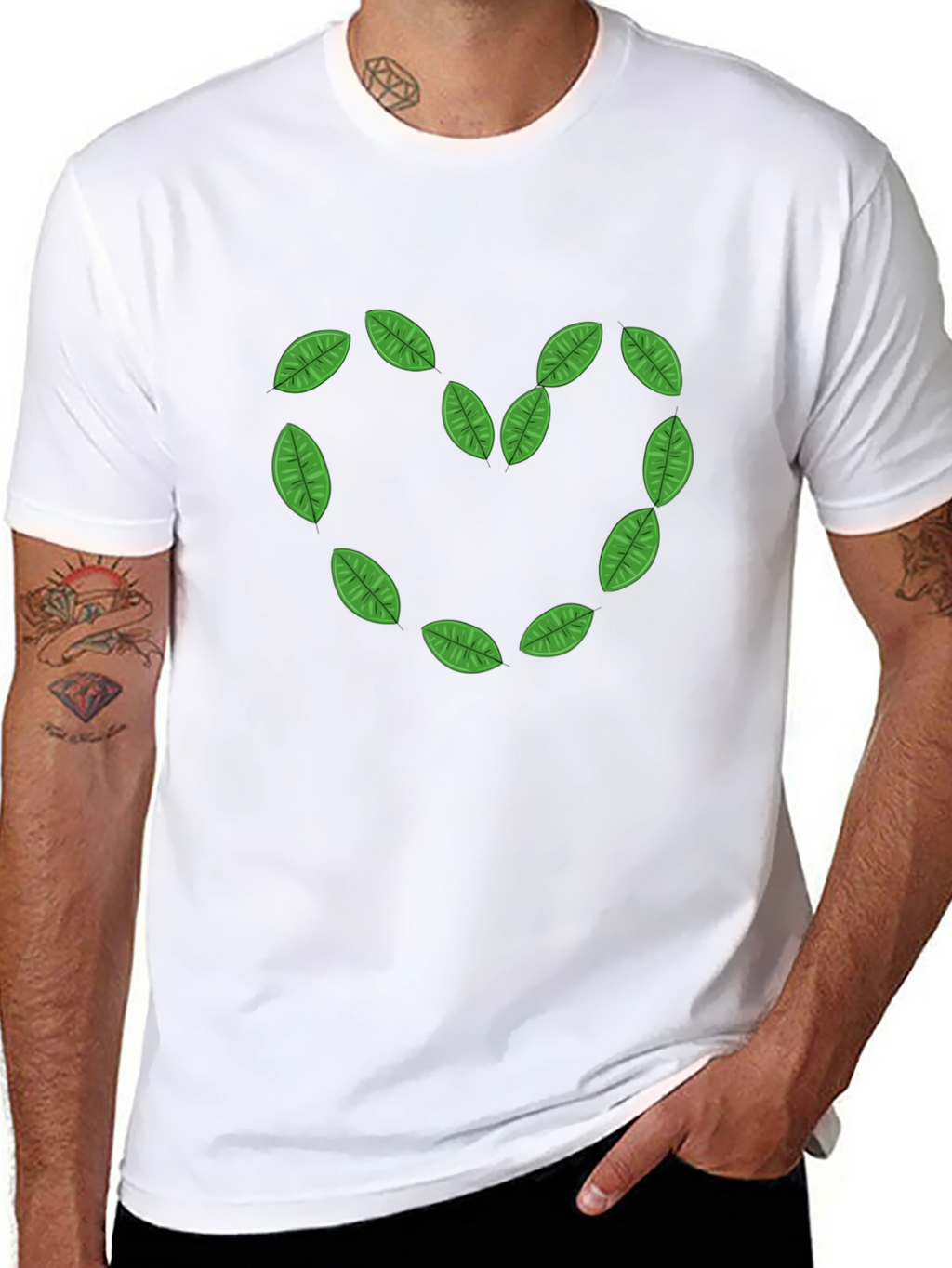Leaf Heart Black T-Shirt