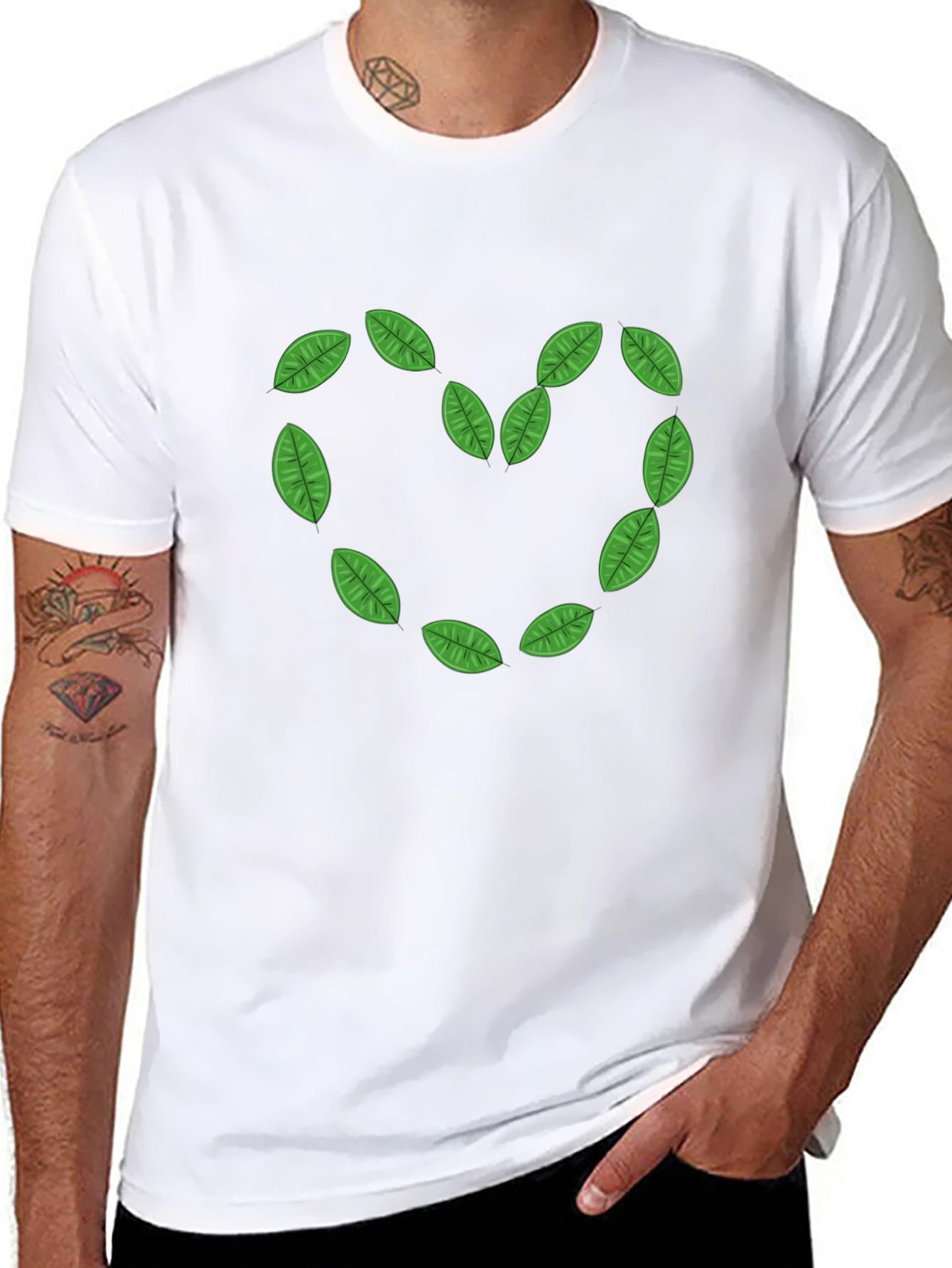 Leaf Heart Black T-Shirt
