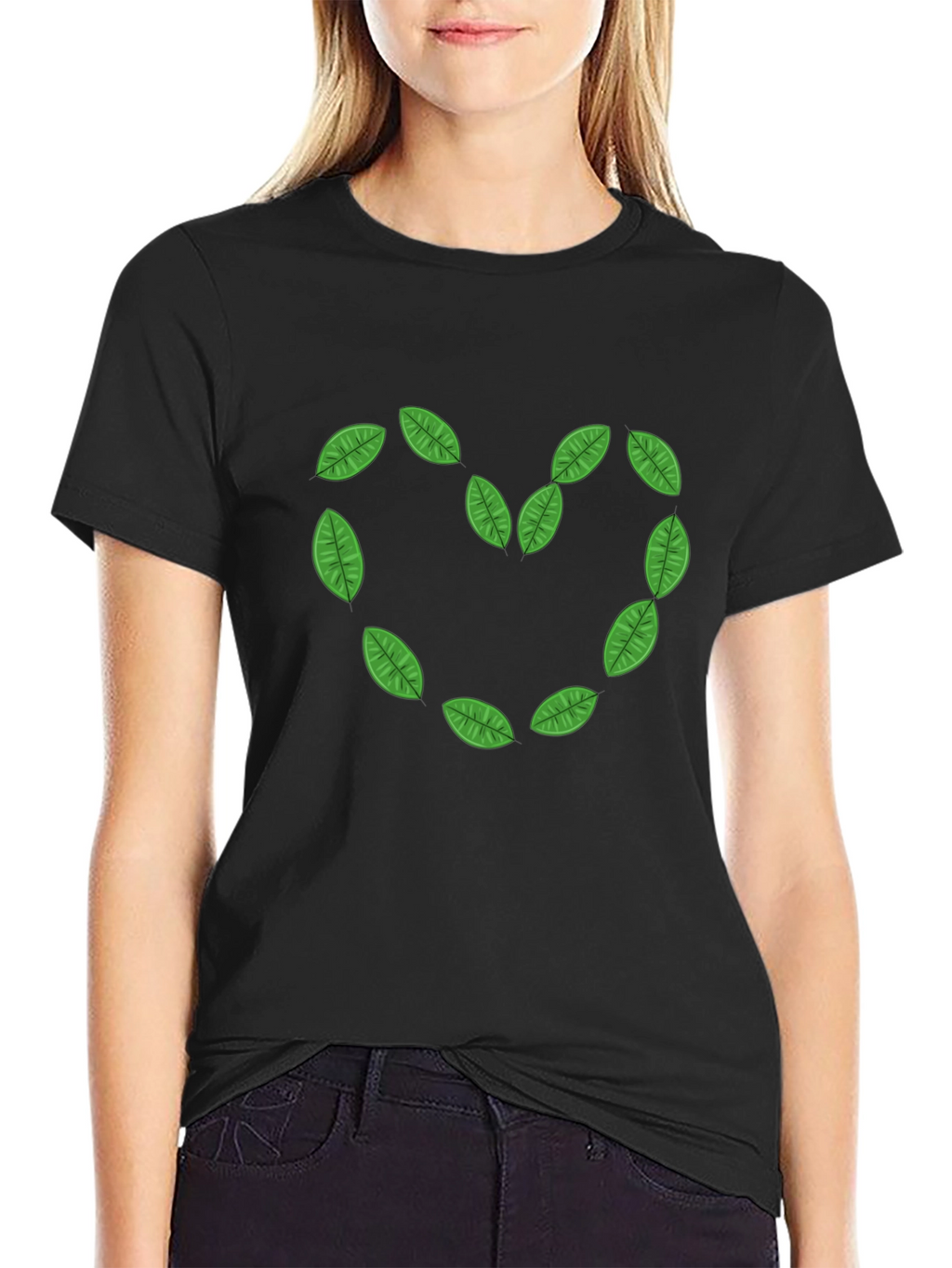 Leaf Heart Black T-Shirt