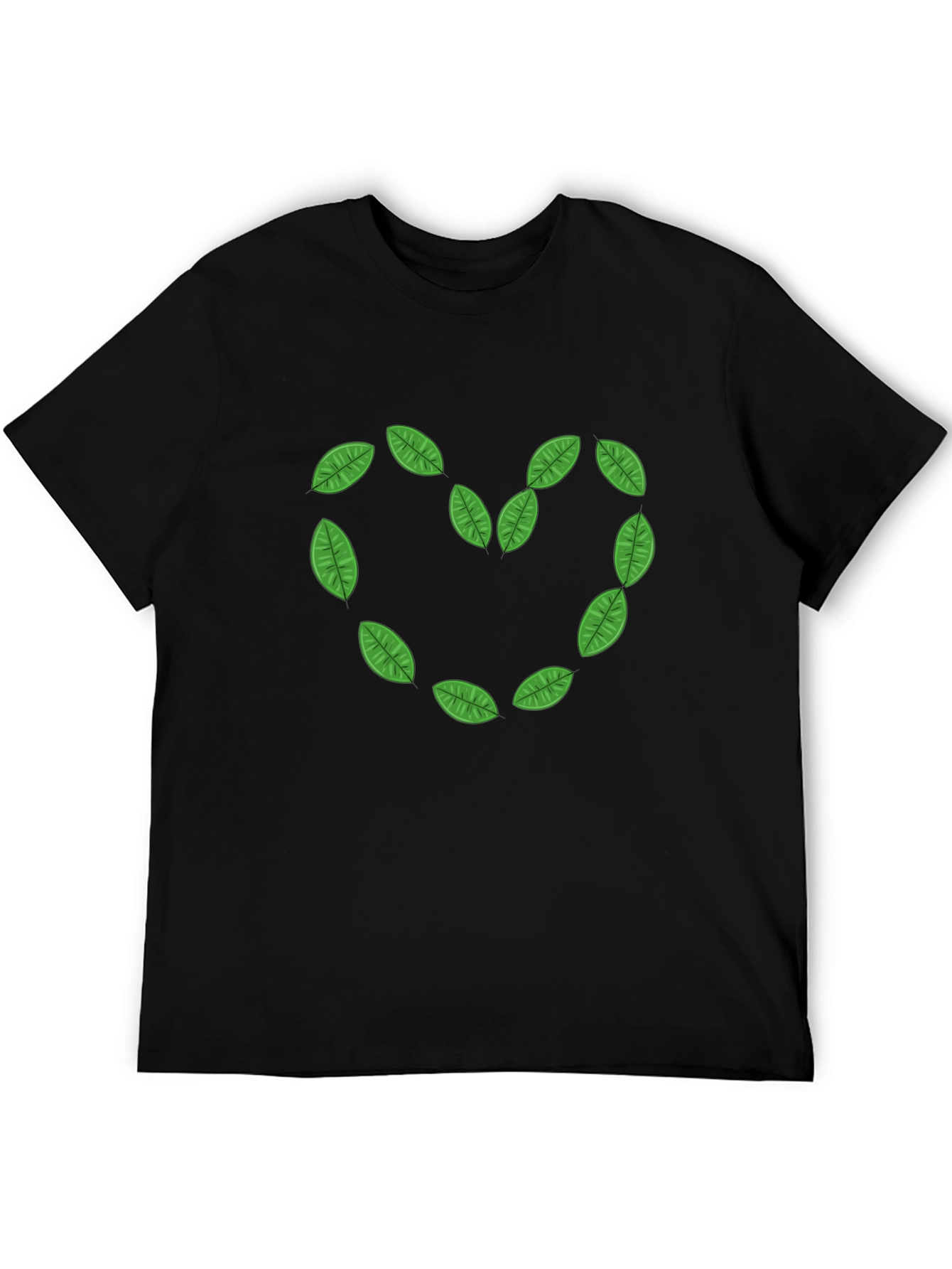 Leaf Heart Black T-Shirt