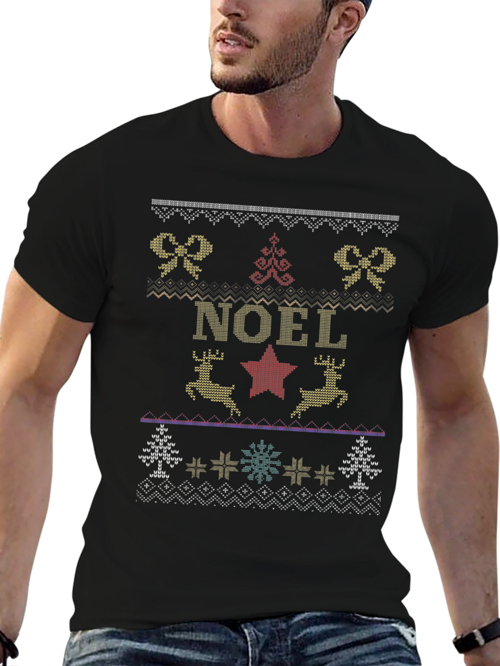 Noel Holiday Ugly Christmas Sweater Style T-Shirt