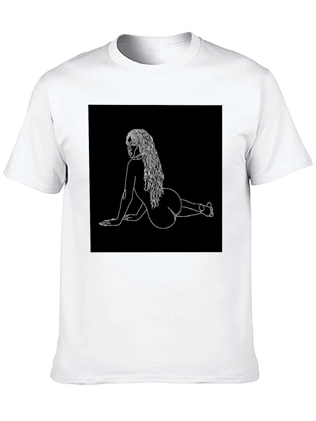 Minimalist Woman Line Art Black T-Shirt