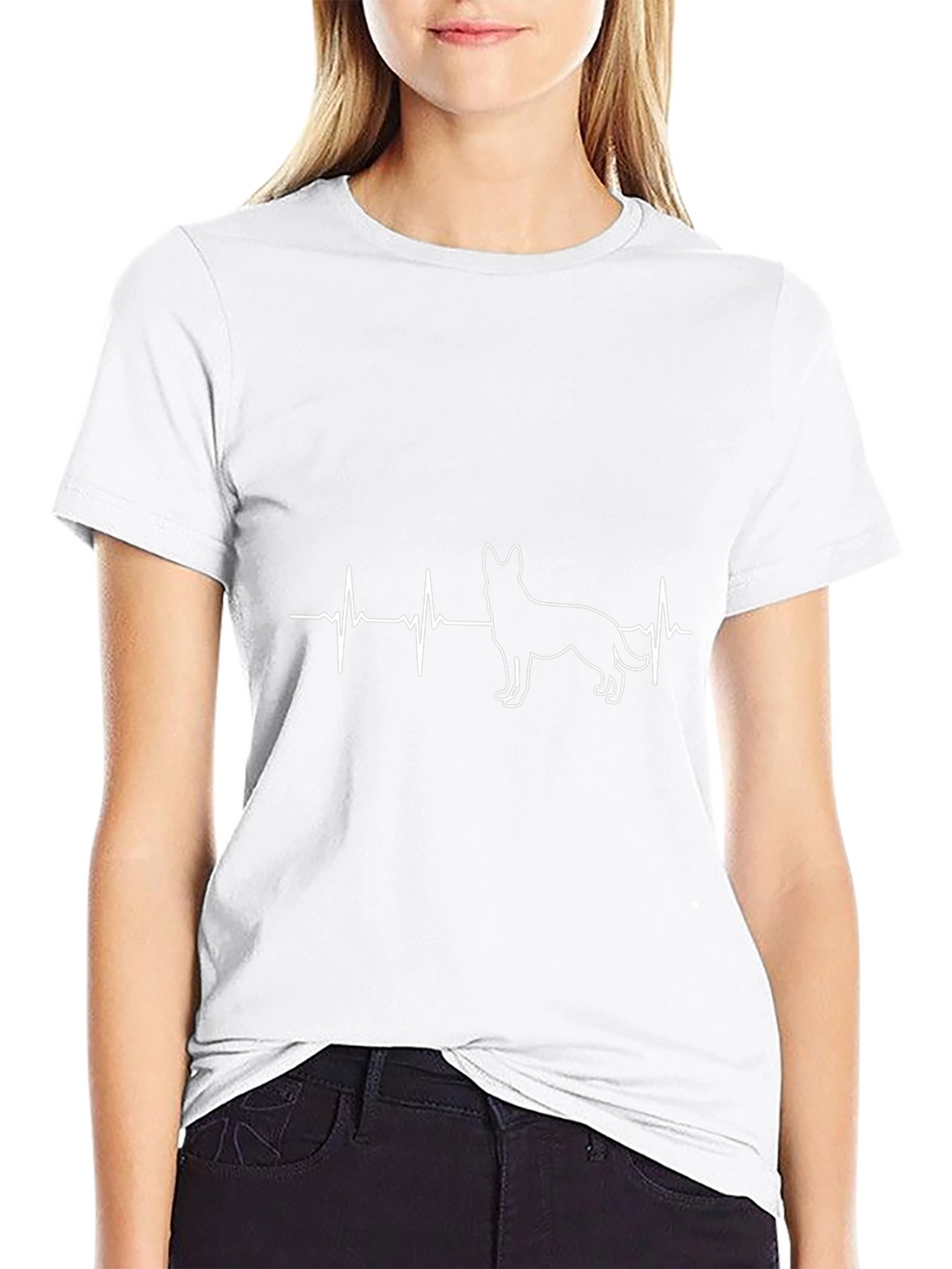 German Shepherd Heartbeat Graphic Tee - Black