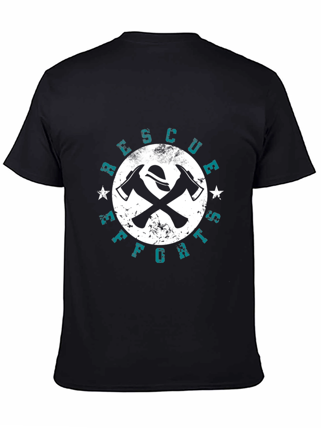 Firefighter Rescue Effort Graphic Black T-Shirt