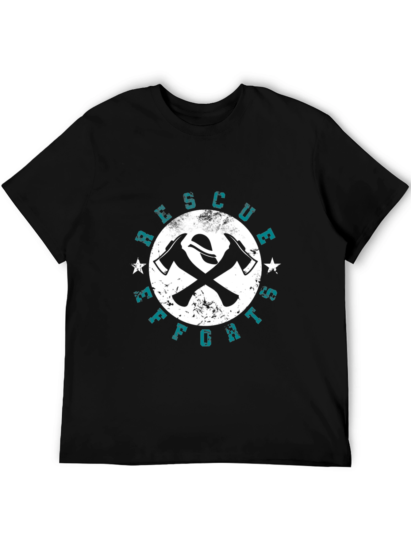 Firefighter Rescue Effort Graphic Black T-Shirt