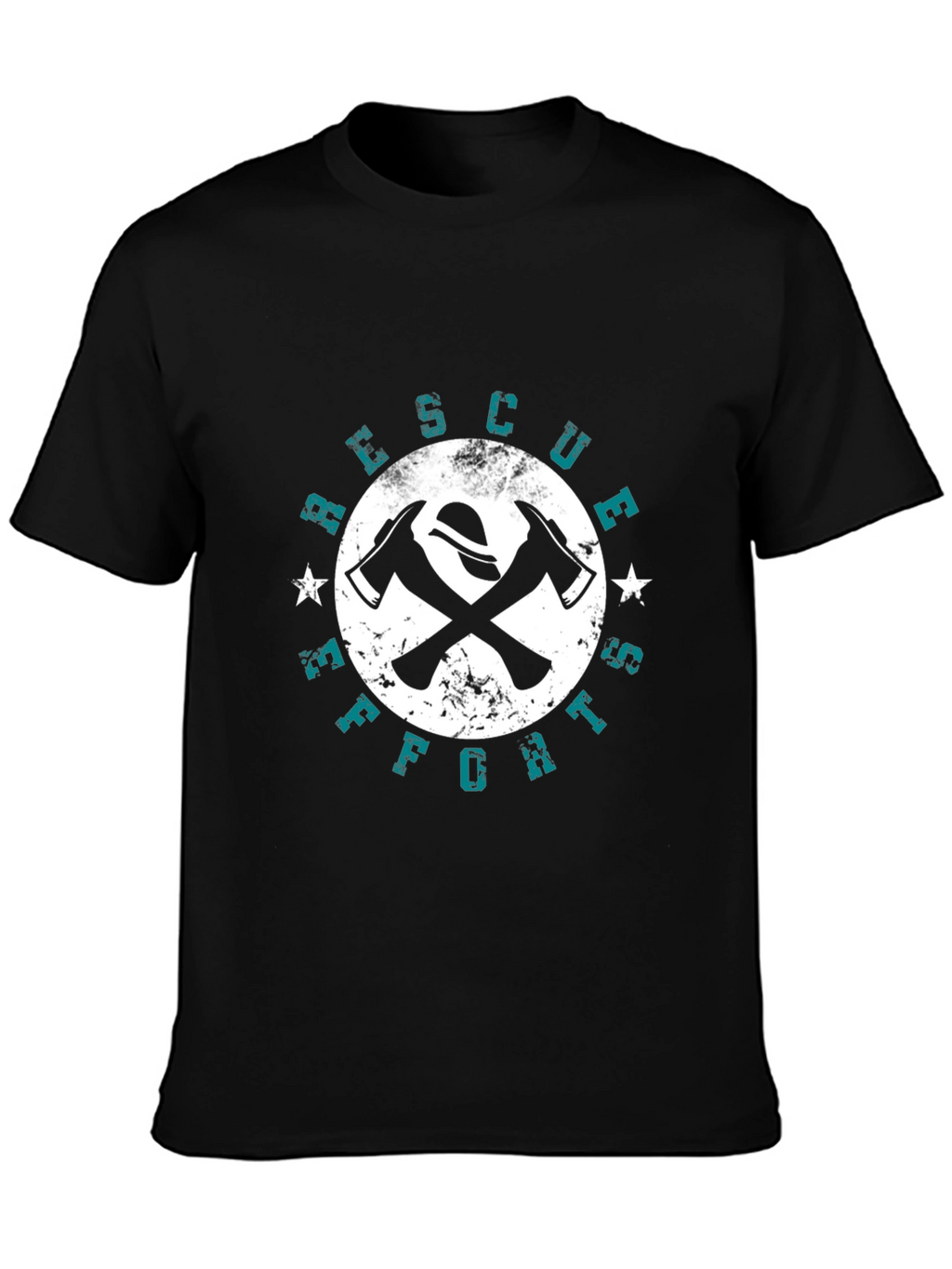 Firefighter Rescue Effort Graphic Black T-Shirt