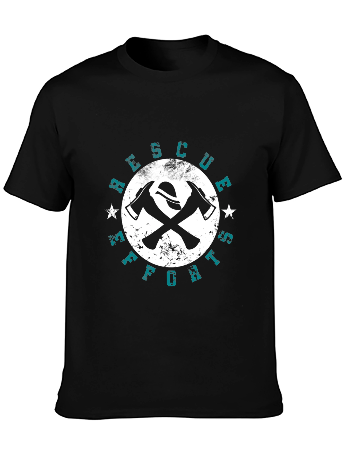 Firefighter Rescue Effort Graphic Black T-Shirt