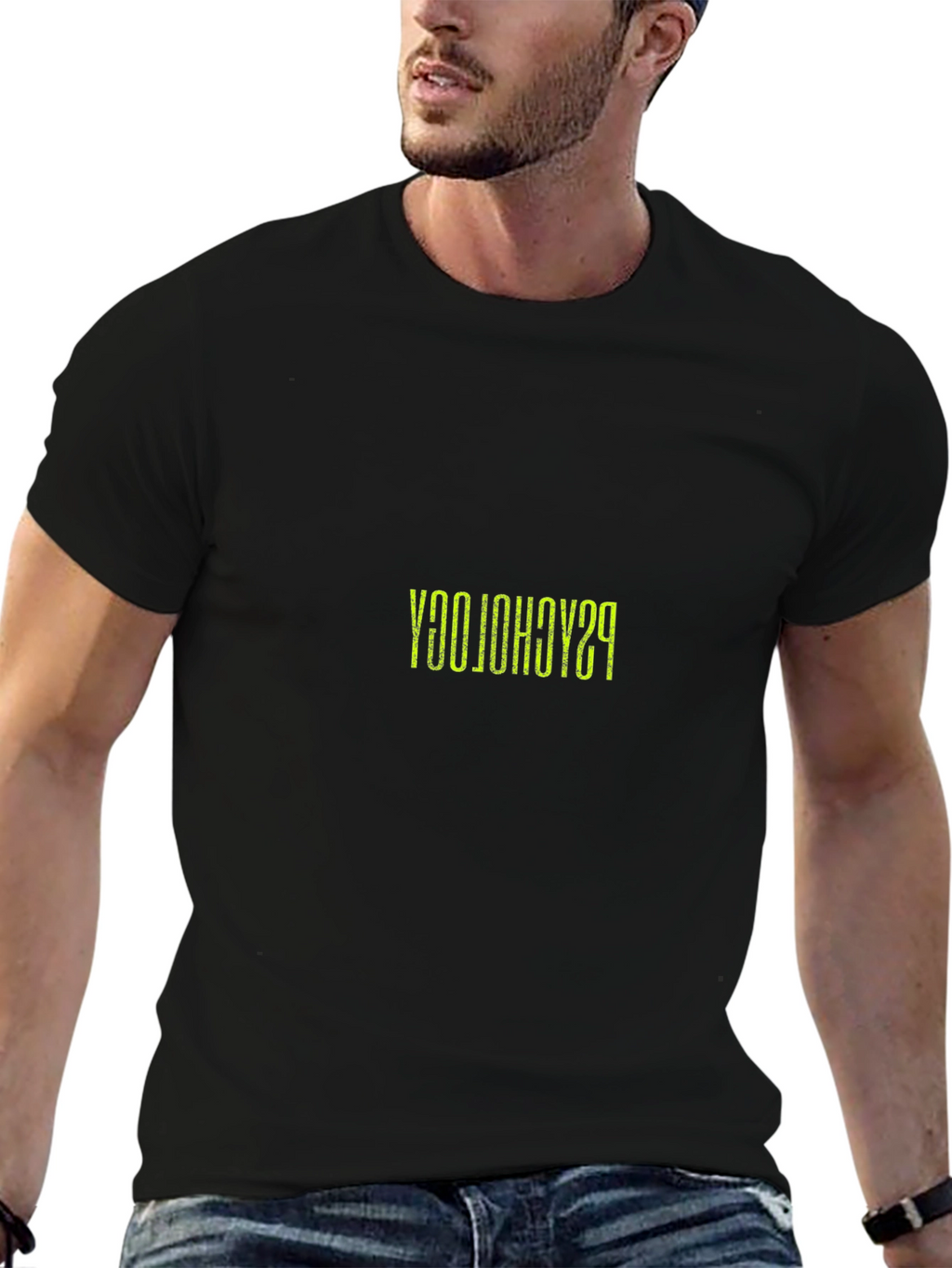 Reversed Psychology Print Black T-Shirt