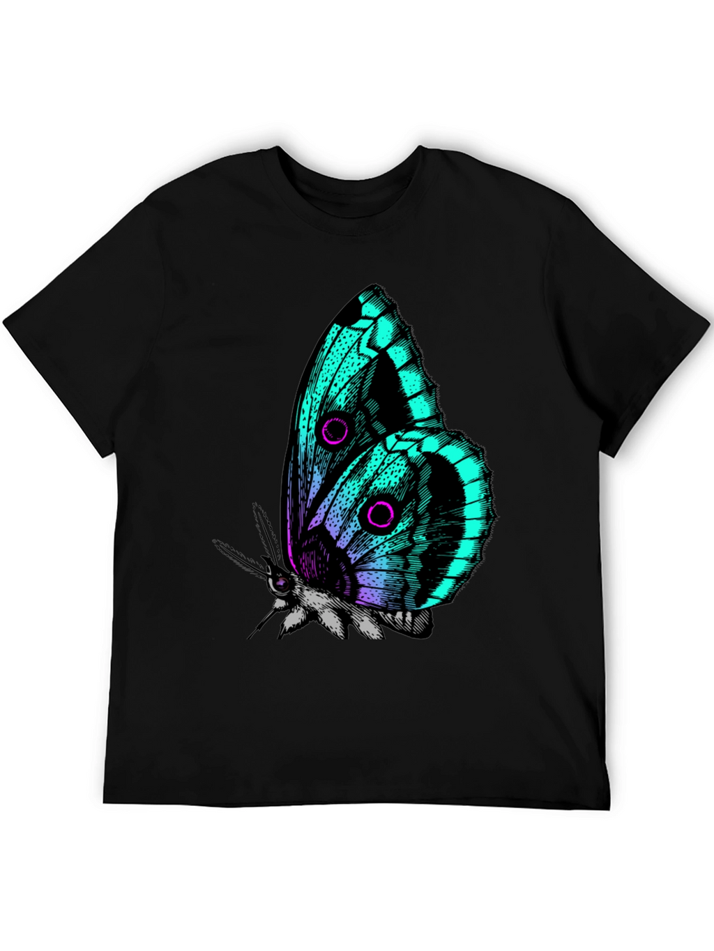 Butterfly Graphic Print Black T-Shirt