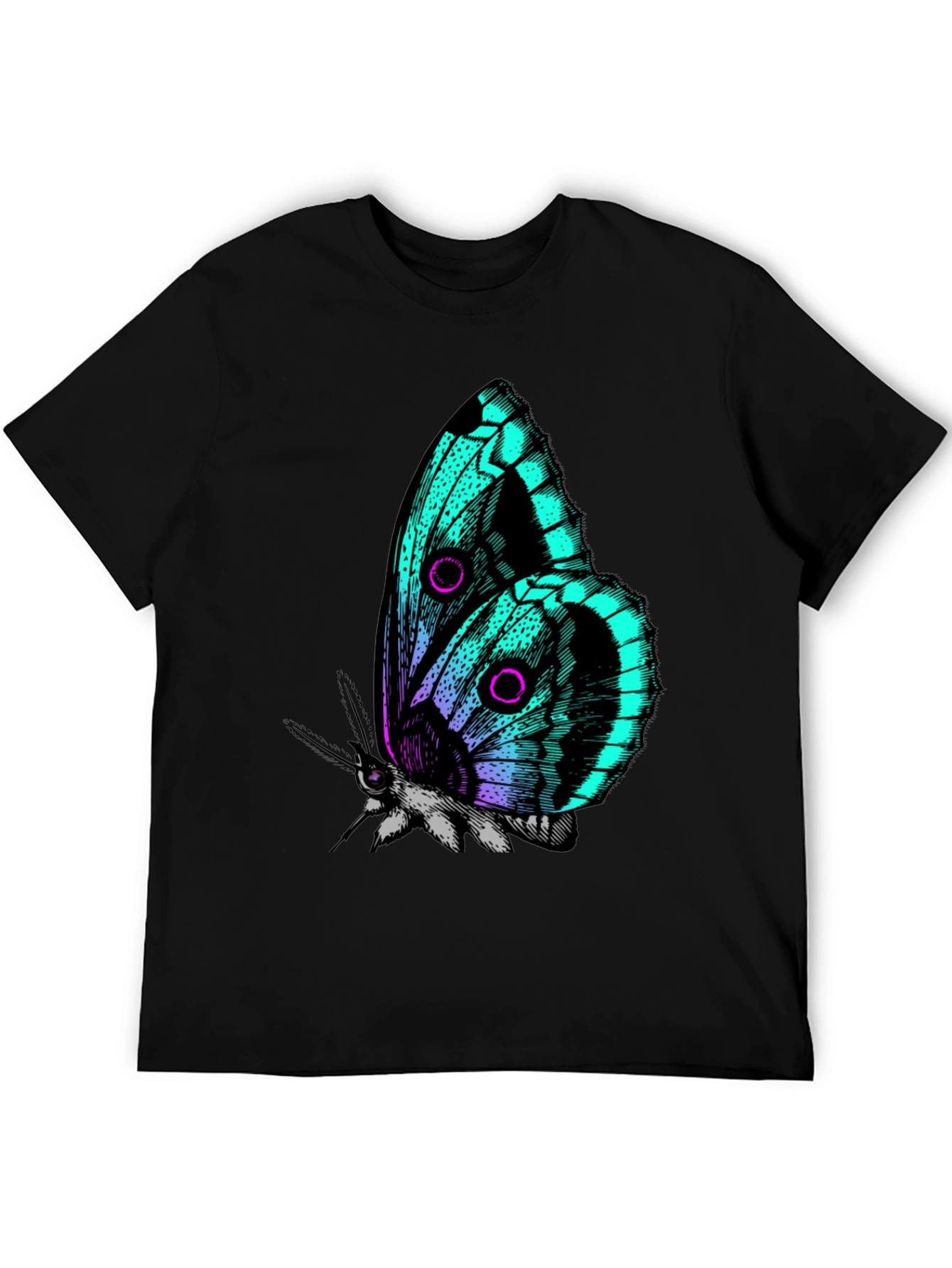 Butterfly Graphic Print Black T-Shirt