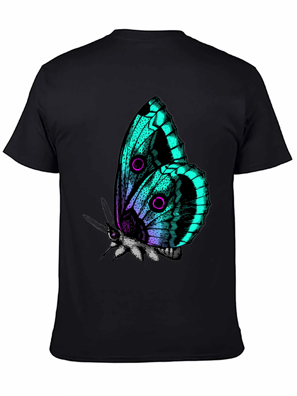 Butterfly Graphic Print Black T-Shirt