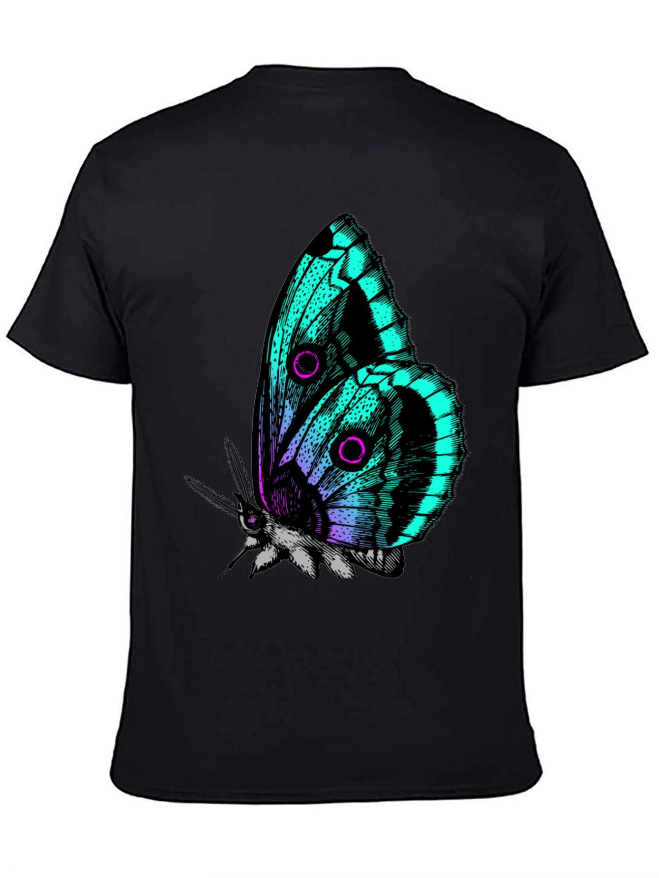 Butterfly Graphic Print Black T-Shirt