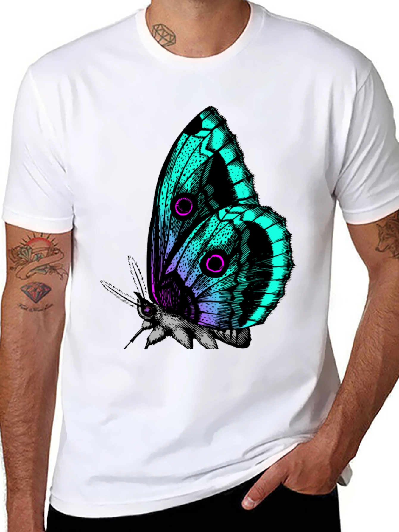 Butterfly Graphic Print Black T-Shirt