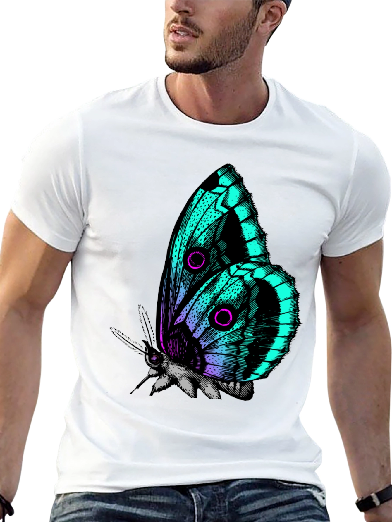 Butterfly Graphic Print Black T-Shirt