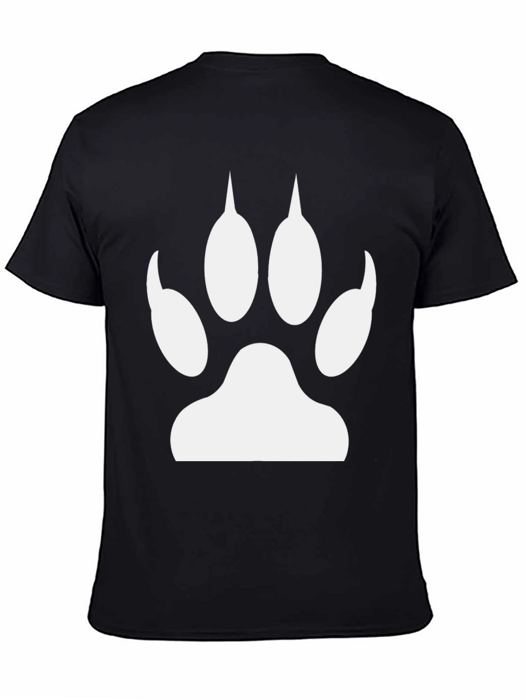 Paw Print Graphic Tee - Black Cotton Casual T-Shirt
