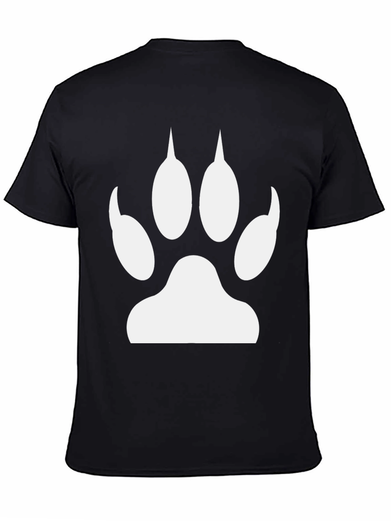 Paw Print Graphic Tee - Black Cotton Casual T-Shirt