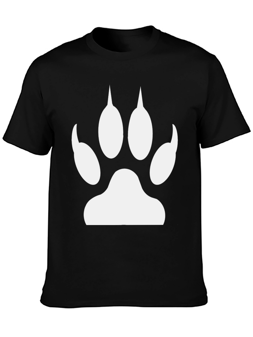 Paw Print Graphic Tee - Black Cotton Casual T-Shirt