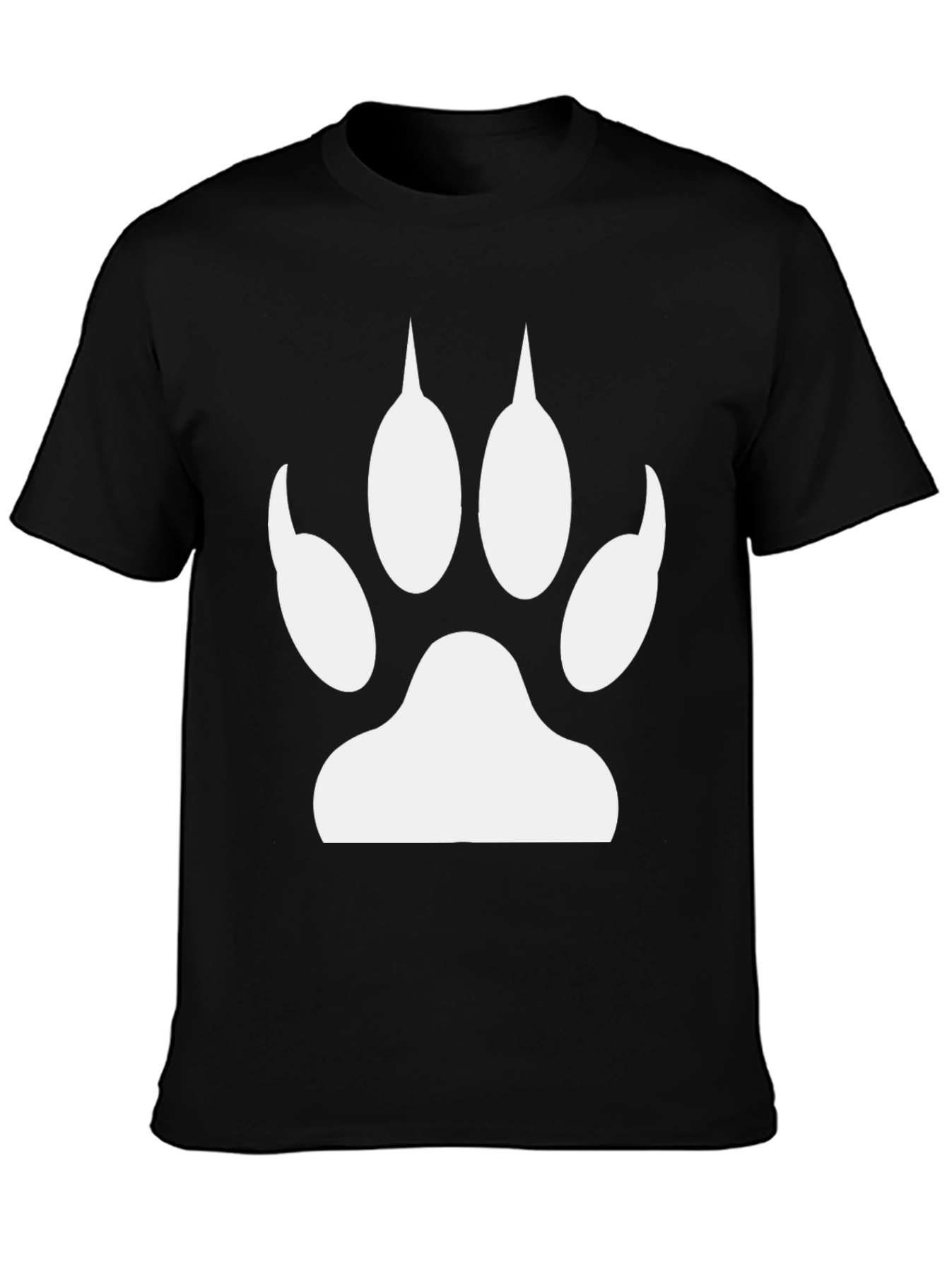 Paw Print Graphic Tee - Black Cotton Casual T-Shirt