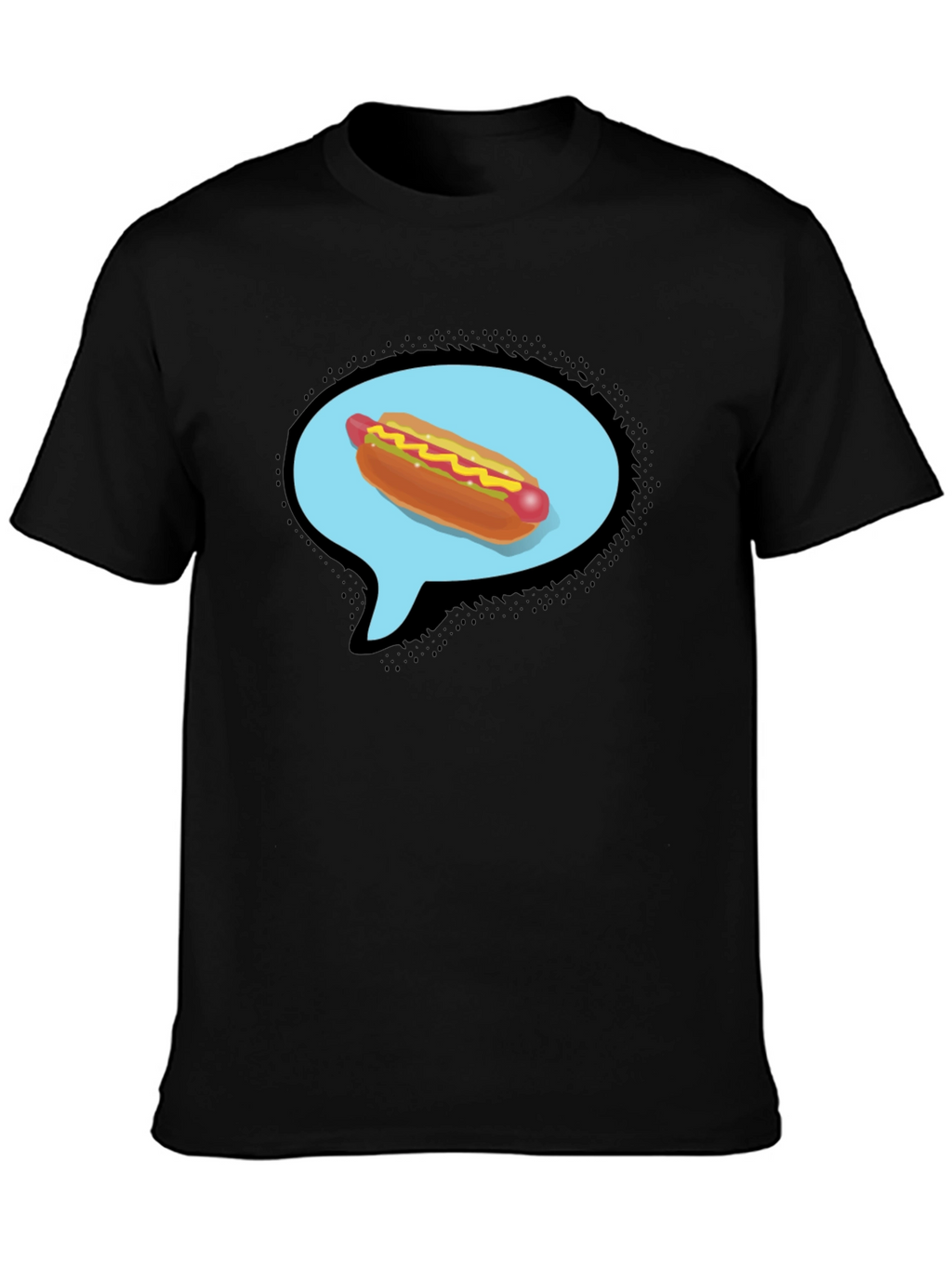Hot Dog Thought Bubble Black T-Shirt