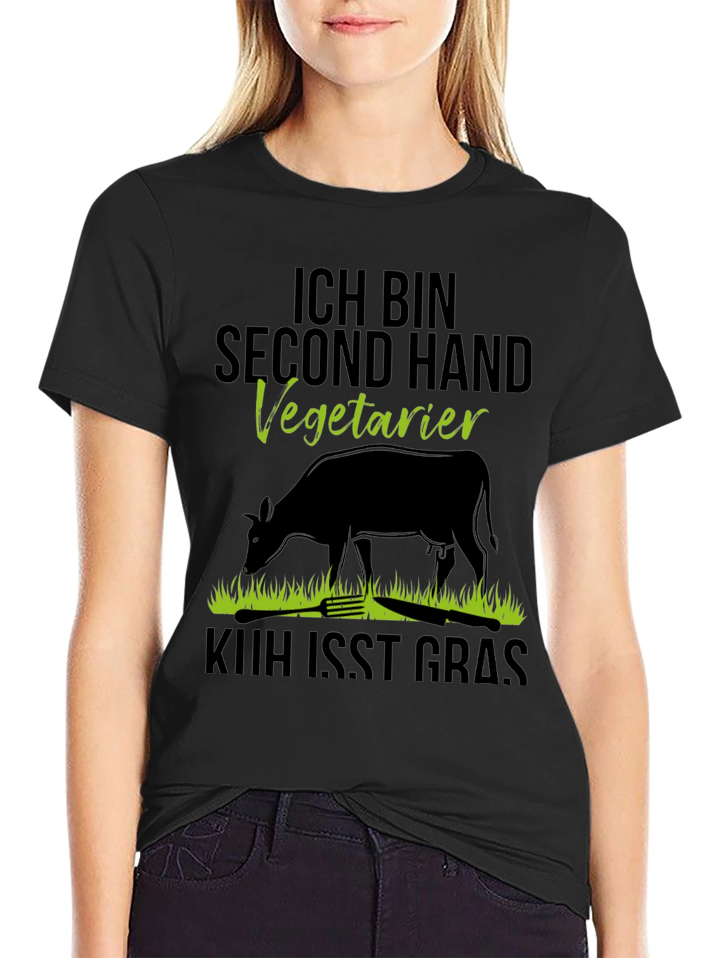Second Hand Vegetarian T-Shirt - Novelty Cow Design