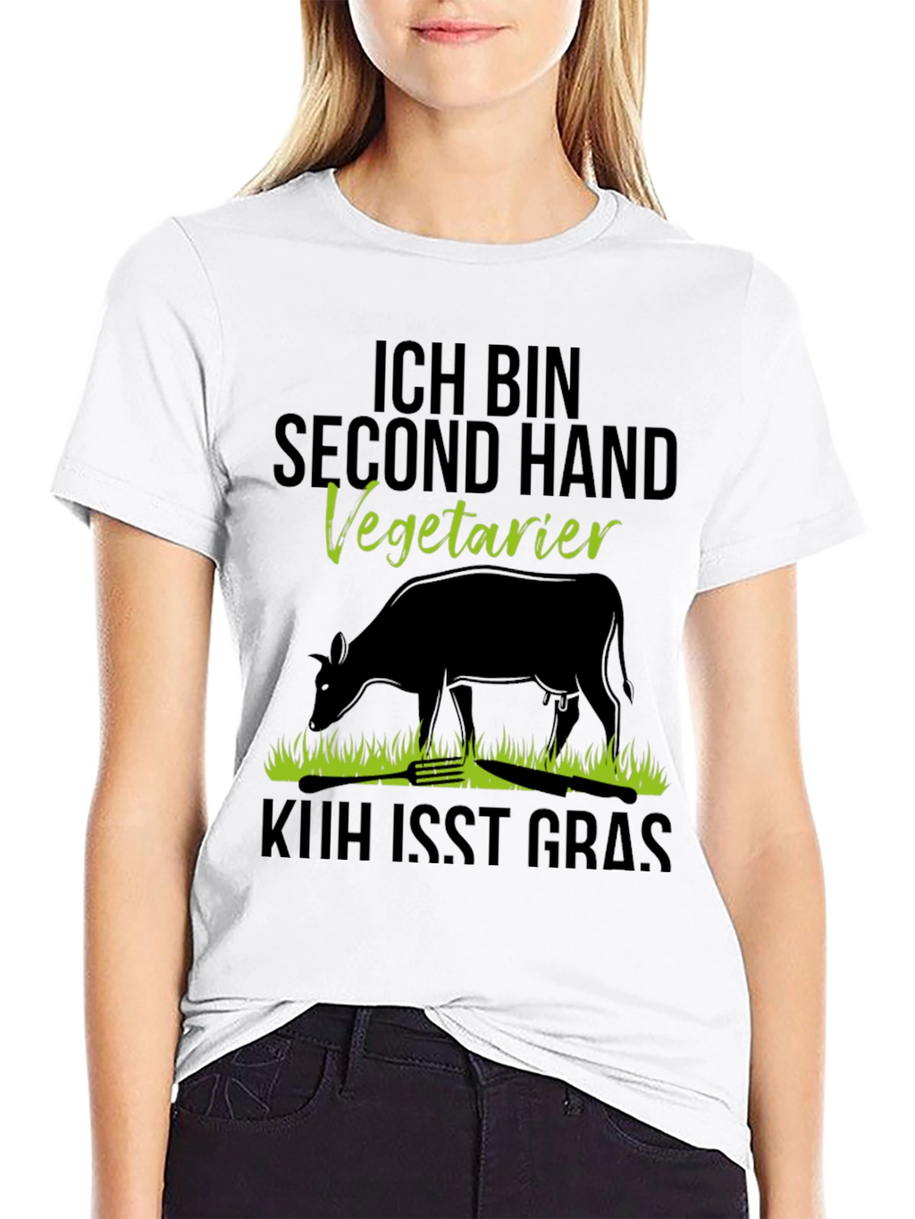 Second Hand Vegetarian T-Shirt - Novelty Cow Design