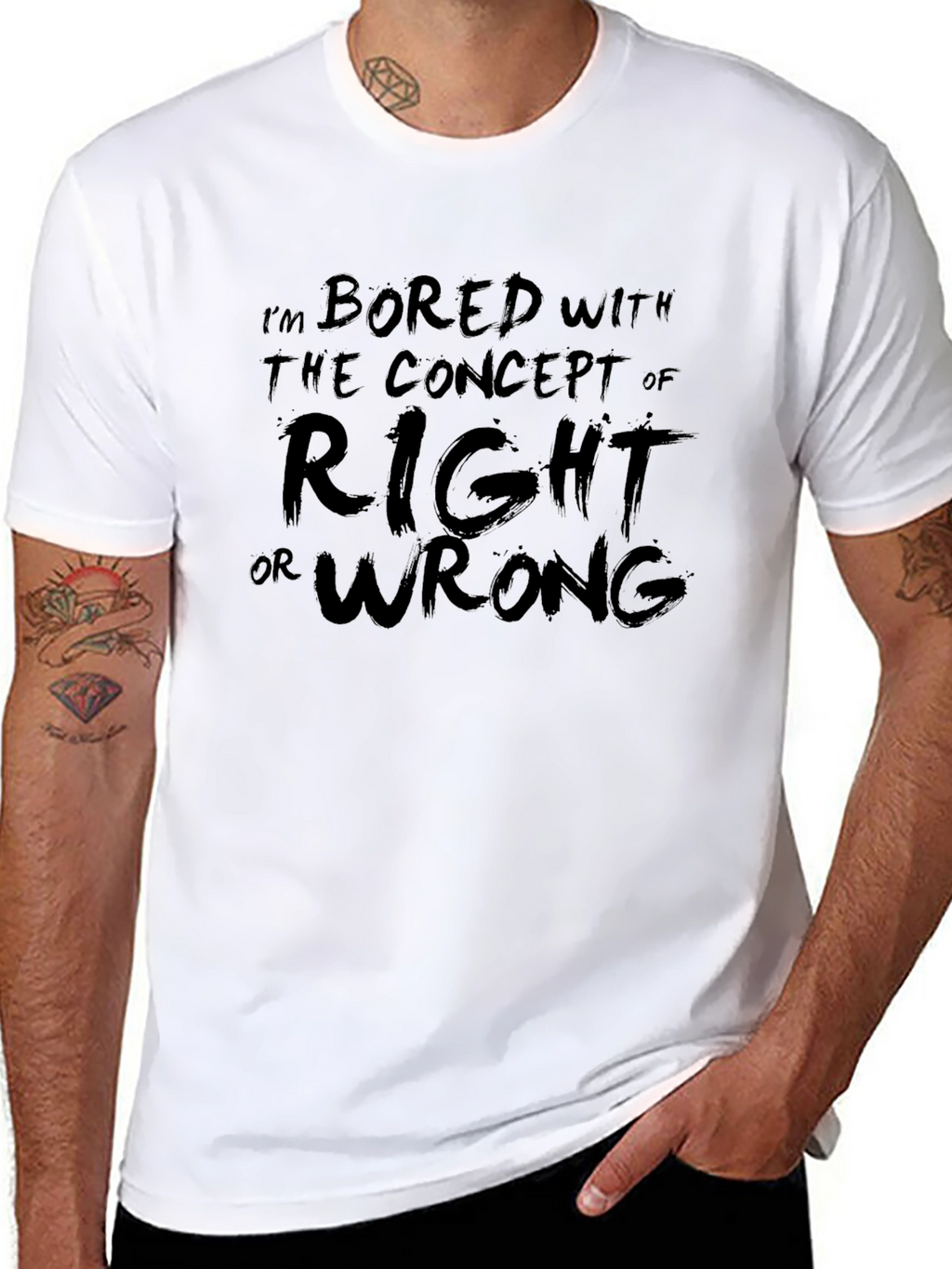 Bored With Right or Wrong Graphic T-Shirt